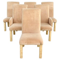 Retro 1970s Mid Century Burl Dining Chairs - Set of 6