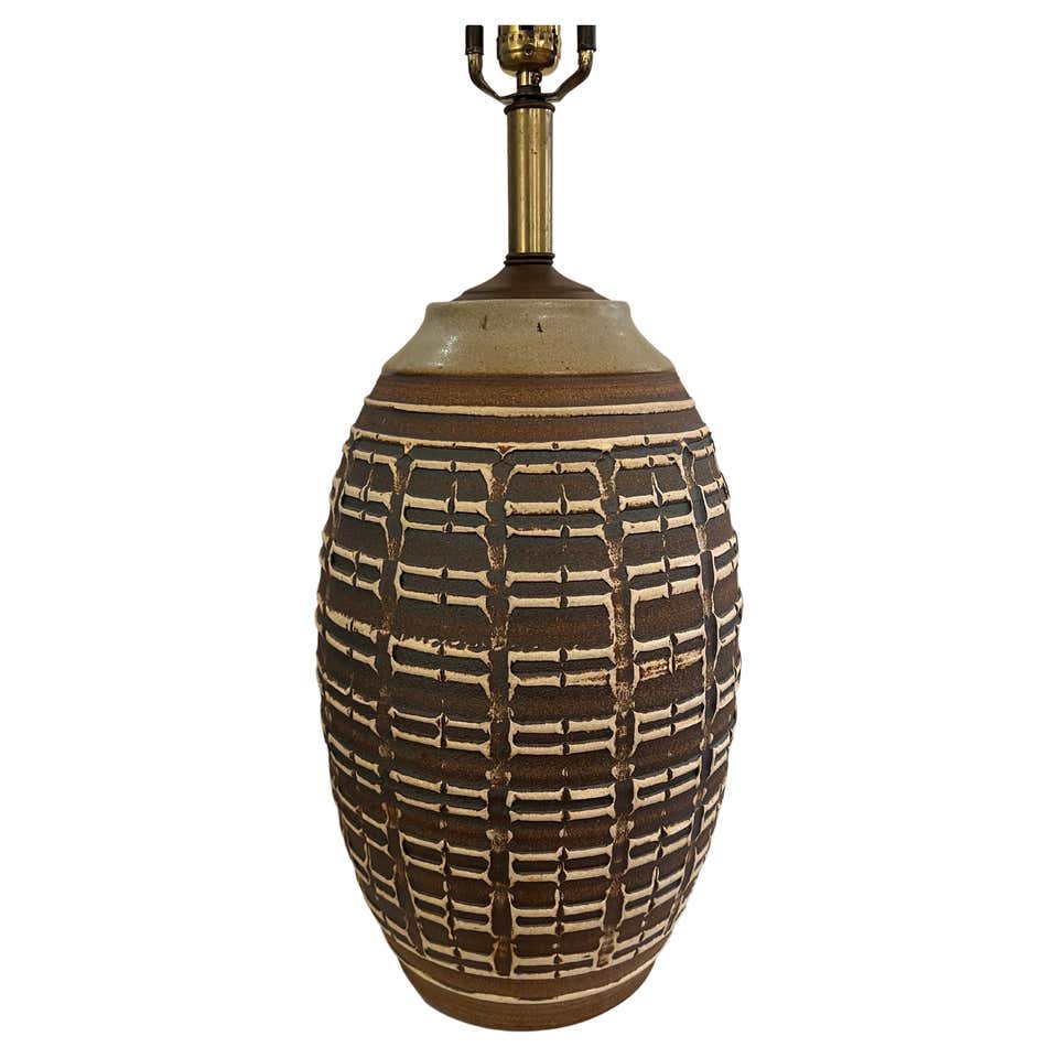 Large Porcelain Pottery Base Mid-Century Modern Table Lamp For Sale at ...