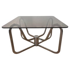 1970er Jahre Mid Jahrhundert Chrom und Rauchglas Couchtisch