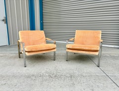 1970s Mid Century Chrome Lounge Chair by Milo Baughman for Thayer Coggin - Set o
