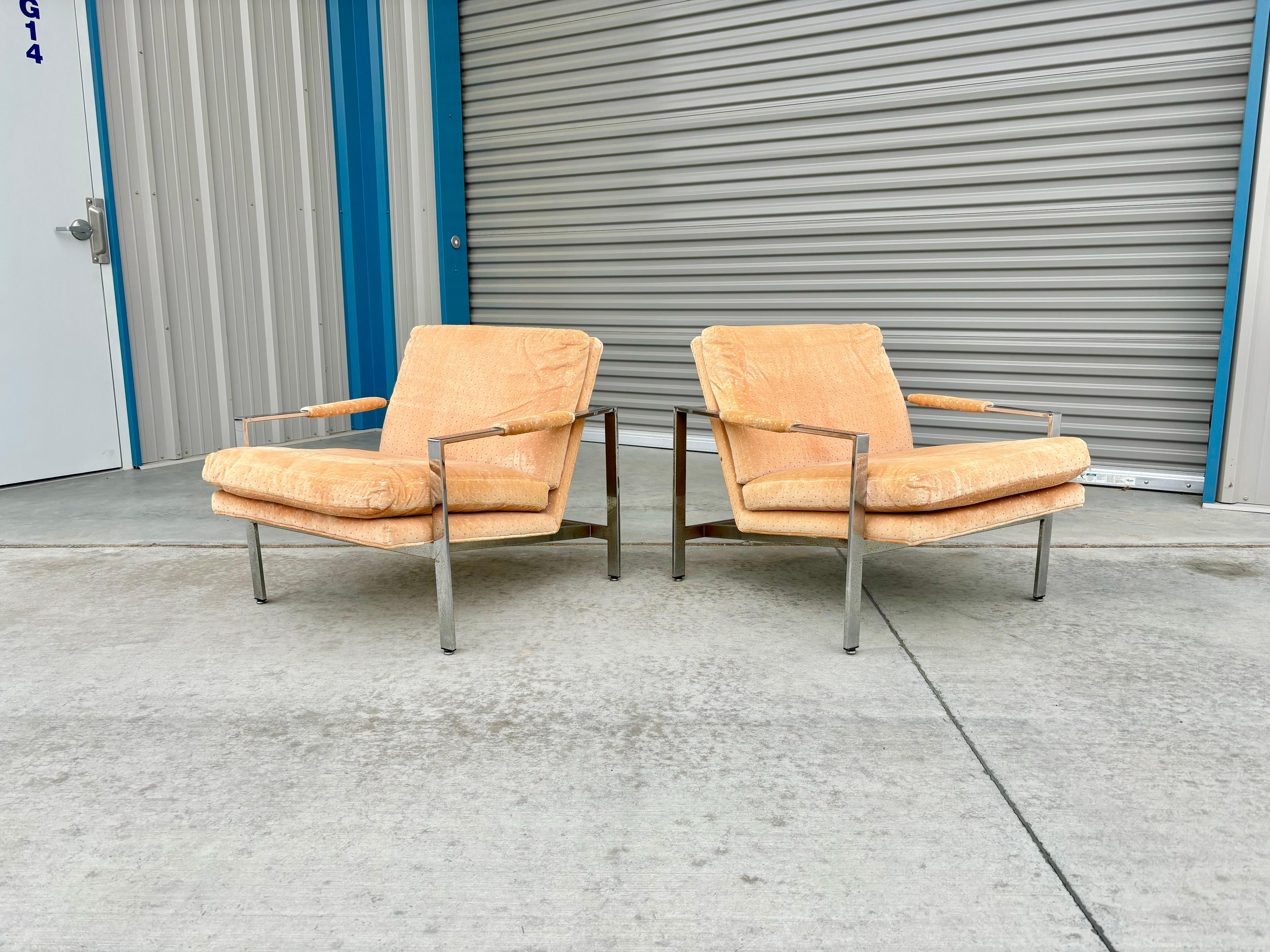 Mid-Century Modern 1970s Mid Century Chrome Lounge Chair by Milo Baughman for Thayer Coggin - Set o For Sale