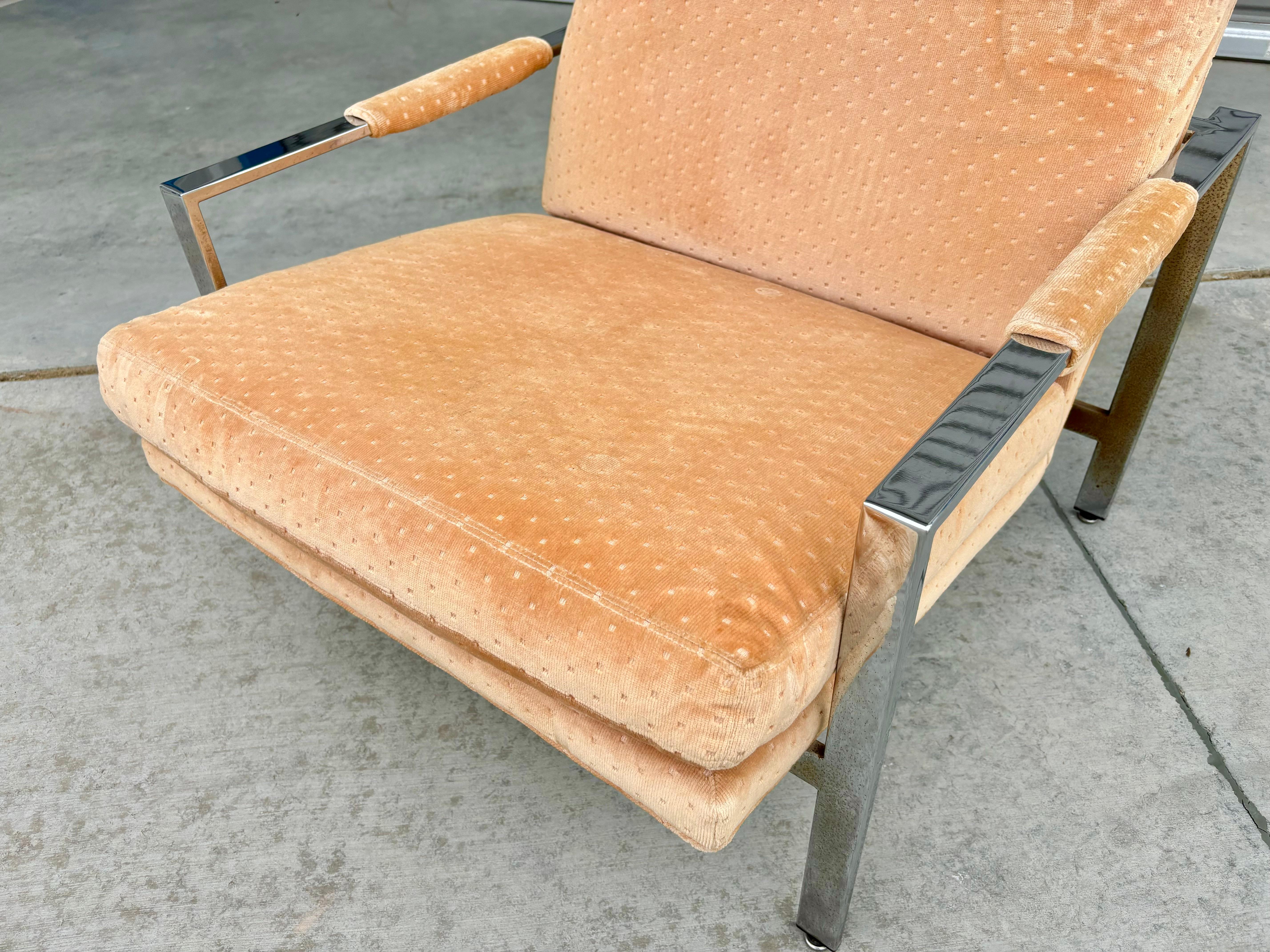 Sedia da salotto cromata di metà secolo 1970 di Milo Baughman per Thayer Coggin - Set o in vendita 1