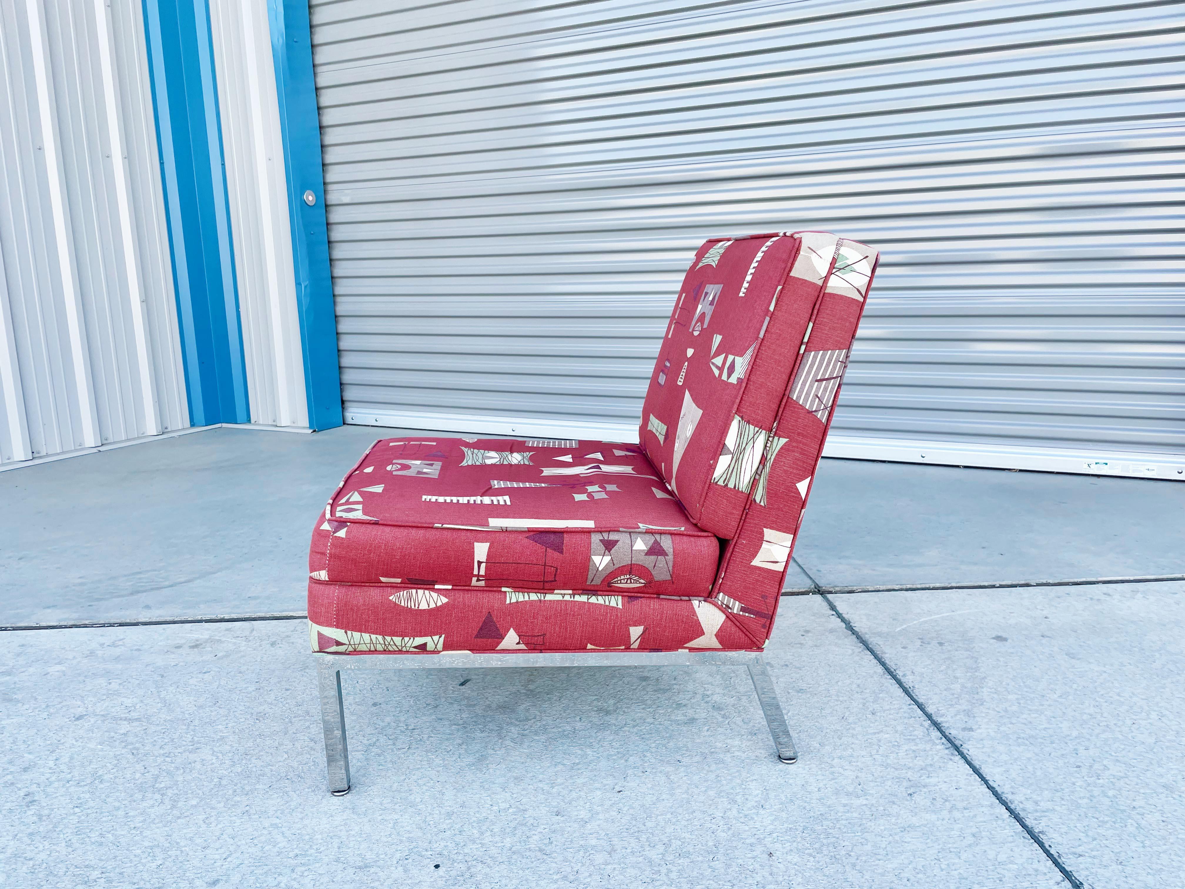 Sillas de salón cromadas de mediados de siglo de 1970 inspiradas en Florence Knoll en venta 5