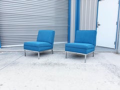 1970s Mid Century Chrome Lounge Chairs Styled After Florence Knoll