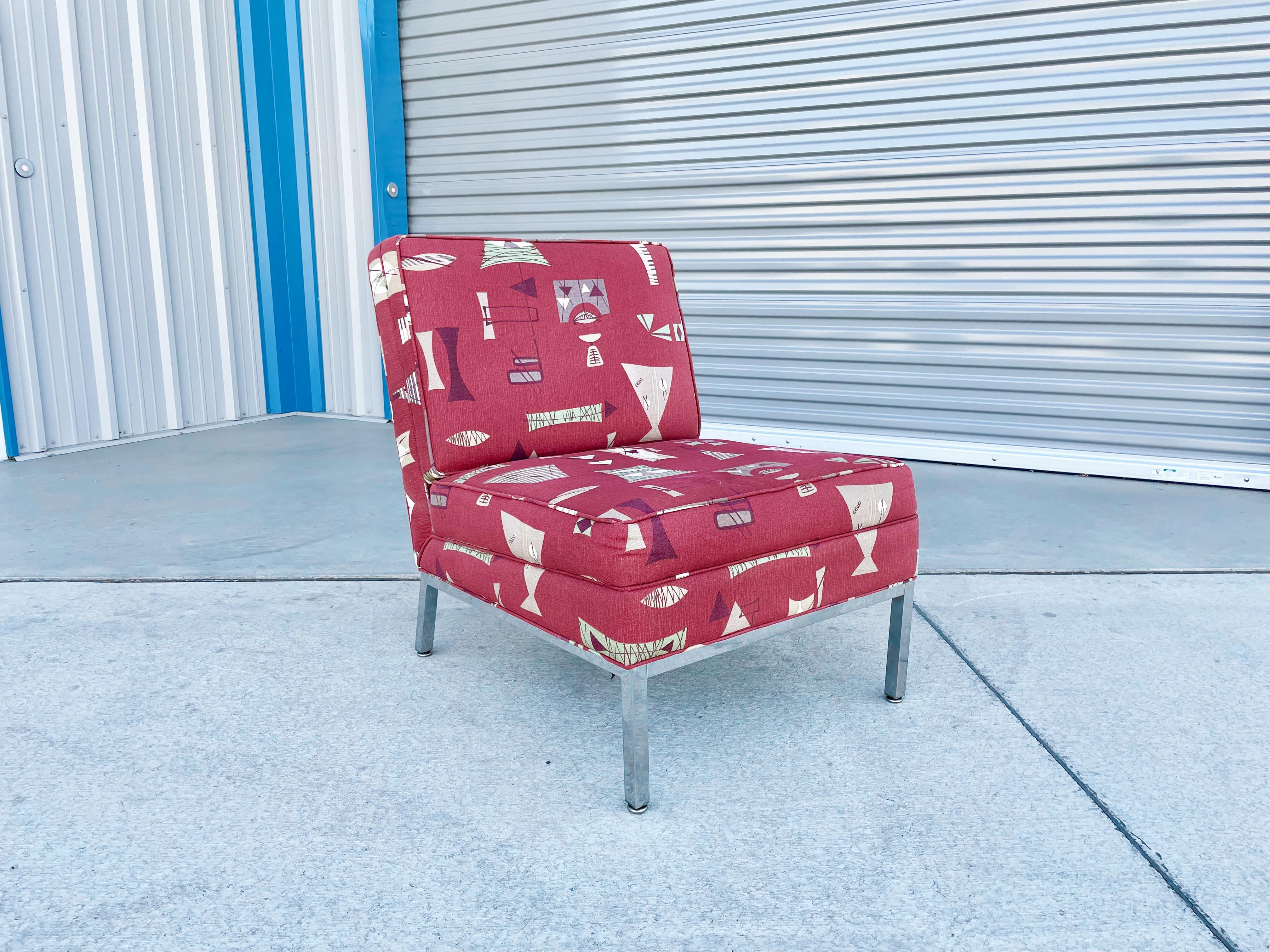 Sillas de salón cromadas de mediados de siglo de 1970 inspiradas en Florence Knoll finales del siglo XX en venta
