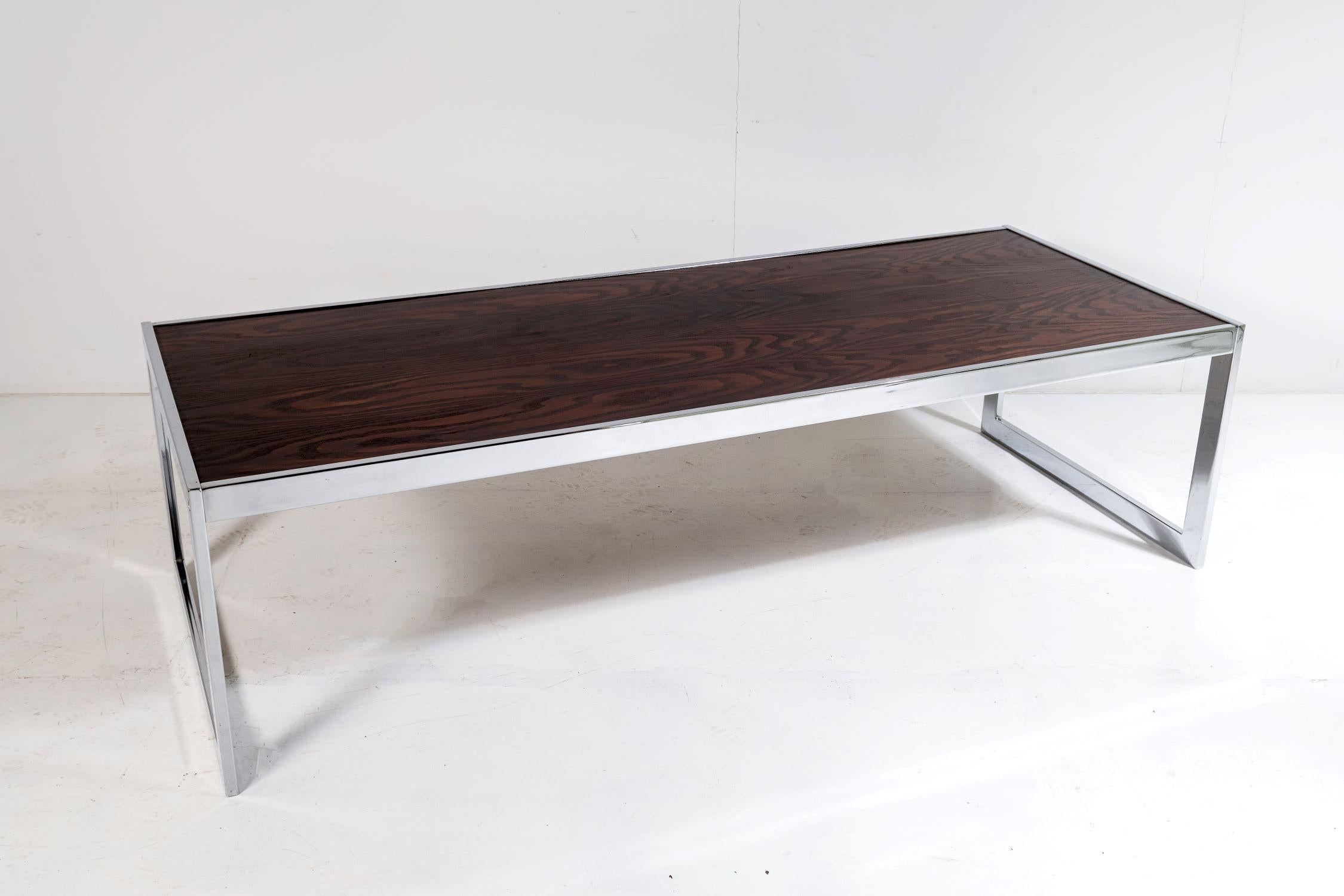 British 1970s Mid Century Chrome Rosewood Coffee Table in the Style of Merrow Associates For Sale