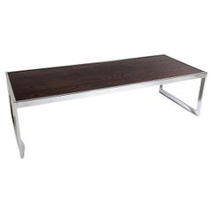 1970s Mid Century Chrome Rosewood Coffee Table in the Style of Merrow Associates