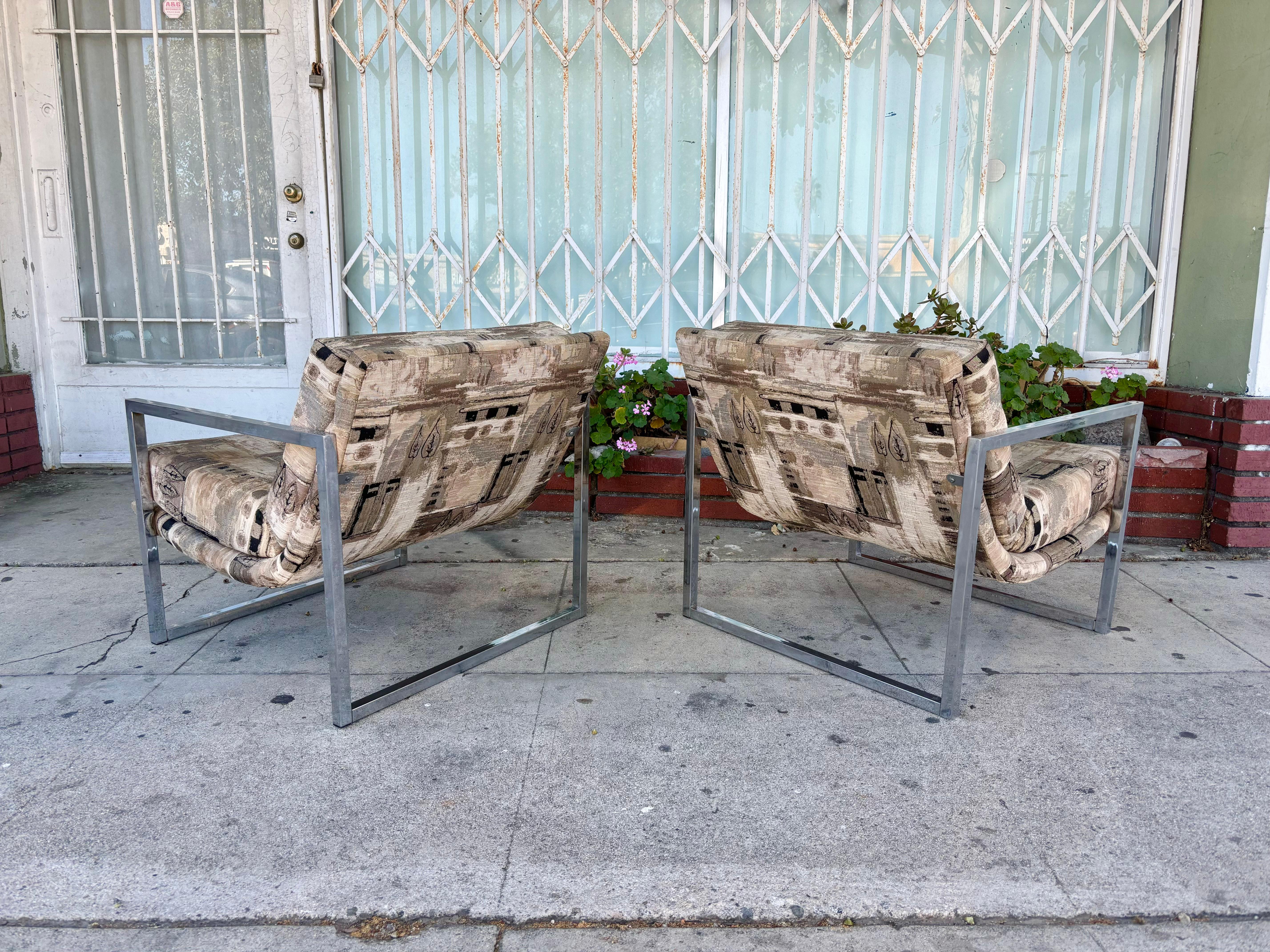 Loungesessel „Scoop“ aus Chrom aus der Mitte des Jahrhunderts im Stil von Milo Baughman, 1970er Jahre im Zustand „Gut“ im Angebot in North Hollywood, CA