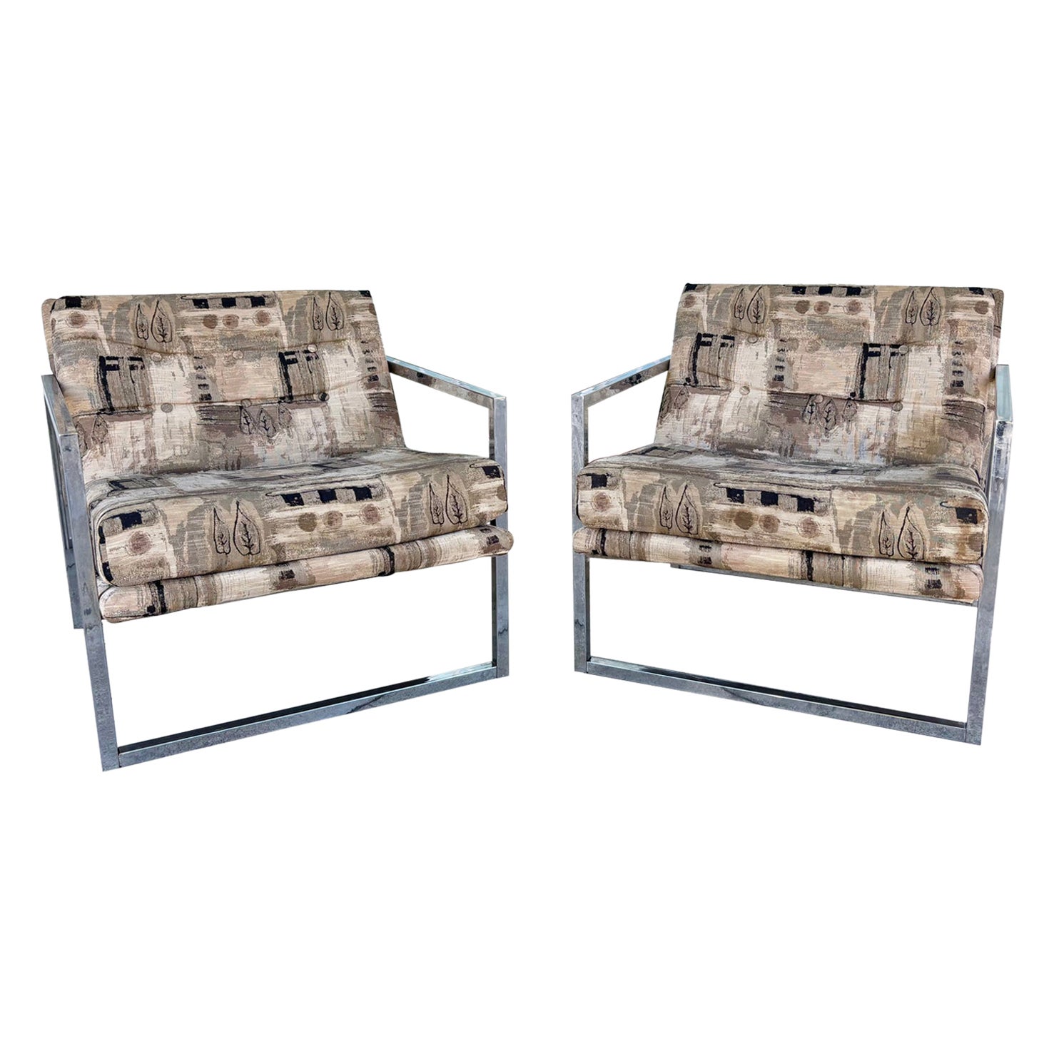 Fauteuils de salon Scoop en chrome du milieu des années 1970, style d'après Milo Baughman