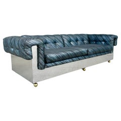 Retro 1970s Mid Century Chrome Sofa by Milo Baughman