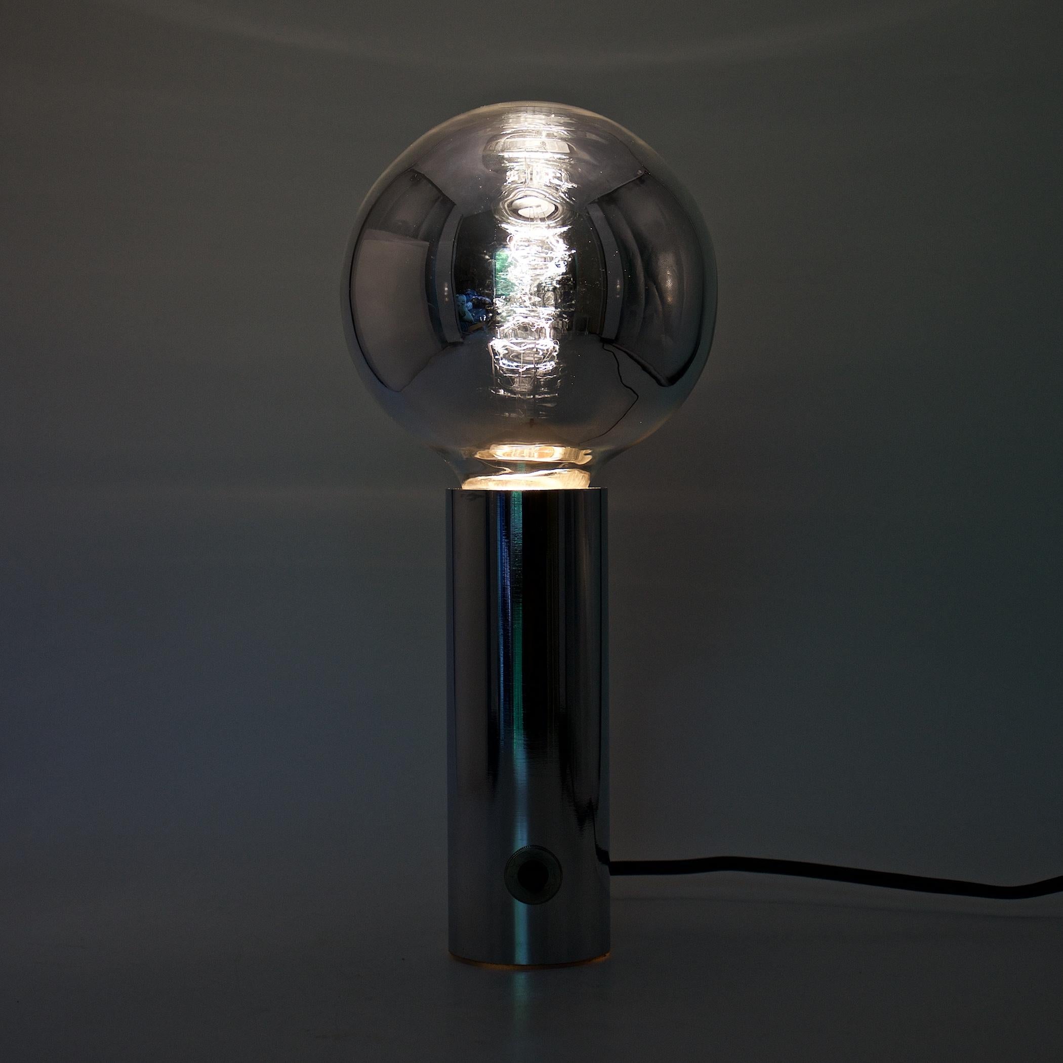 American 1970s Midcentury Chrome Tubular Soap Bubble Table Lamp Dimmable Postmodern