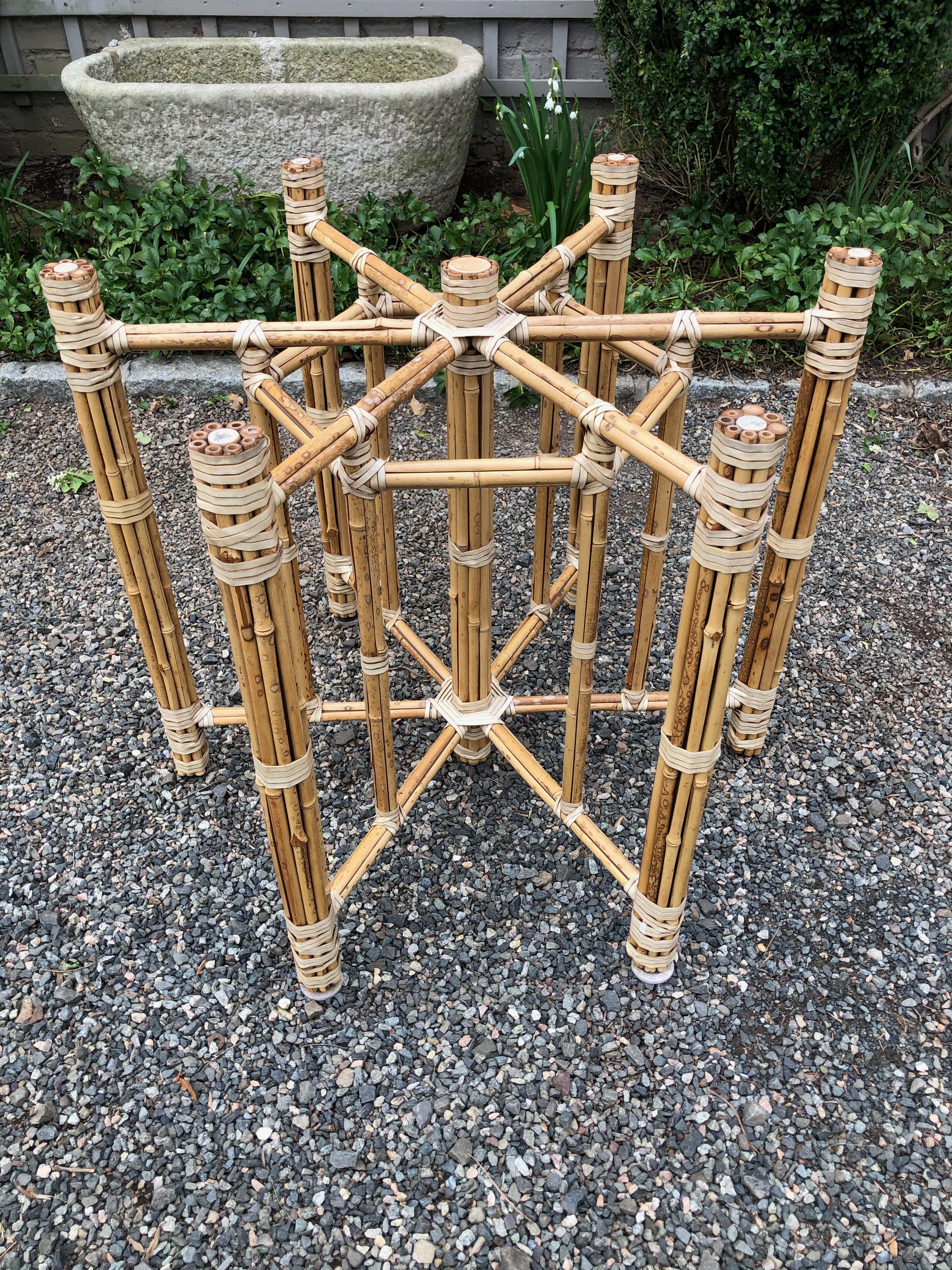 Late 20th Century 1970s Mid Century Cool McGuire Bamboo Rattan Round Dining Table