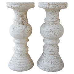 1970s Mid-Century Coral Stone Pedestals, Set of 2