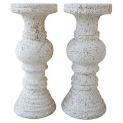 1970 Mid-Century Coral Stone Pedestals, Set of 2