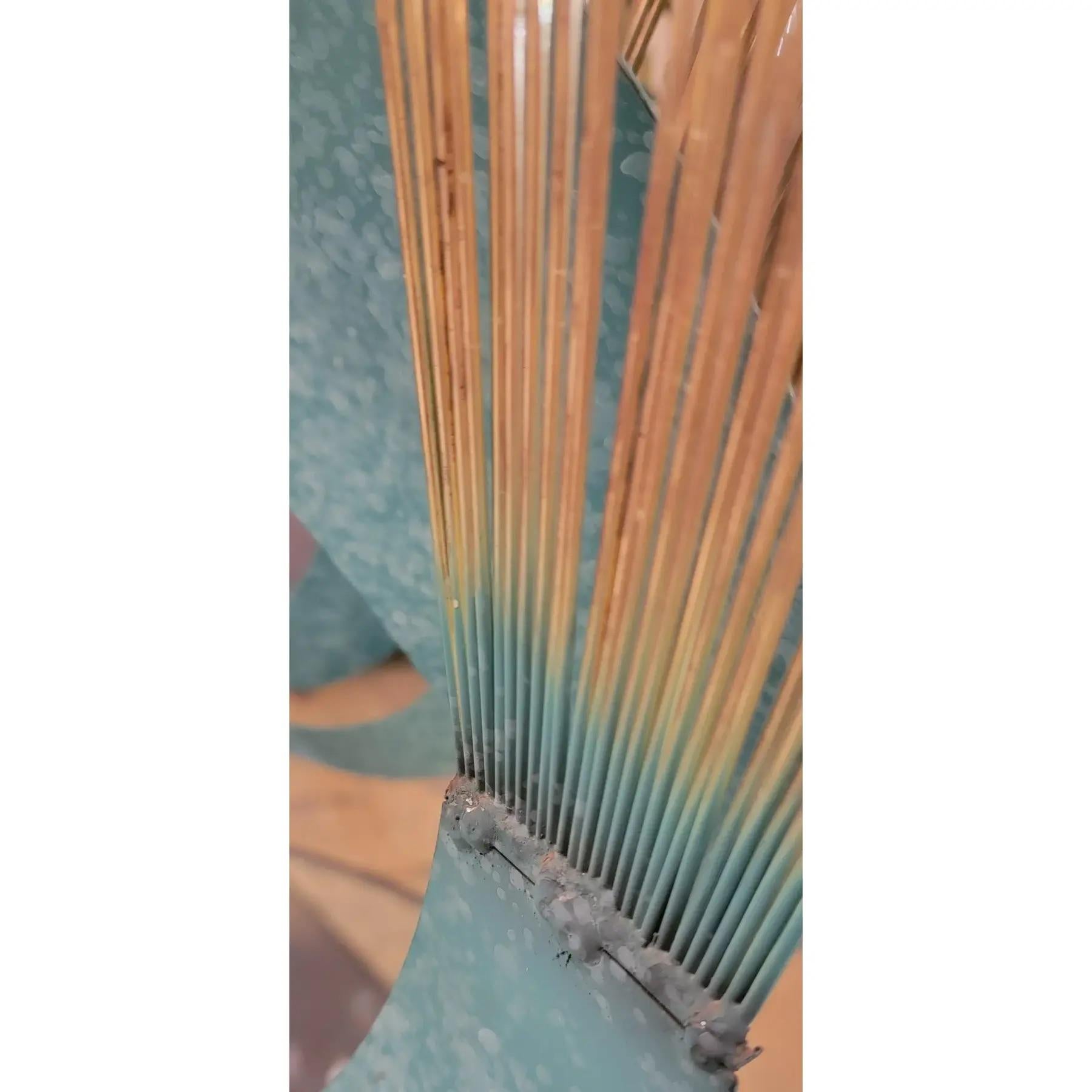 1970s Mid Century Curtis Jere Kinetic Teal Brass & Marble Sculpture For Sale 1