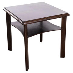 1970's Mid Century Ebony Square Occasional Table With Shelf