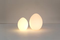 1970's Mid-Century Egg Shaped Milk Glass Table Lamp by Vianne