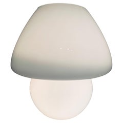 1970s Mid-Century German Peill & Putzler White Glass Mushroom Table Lamp