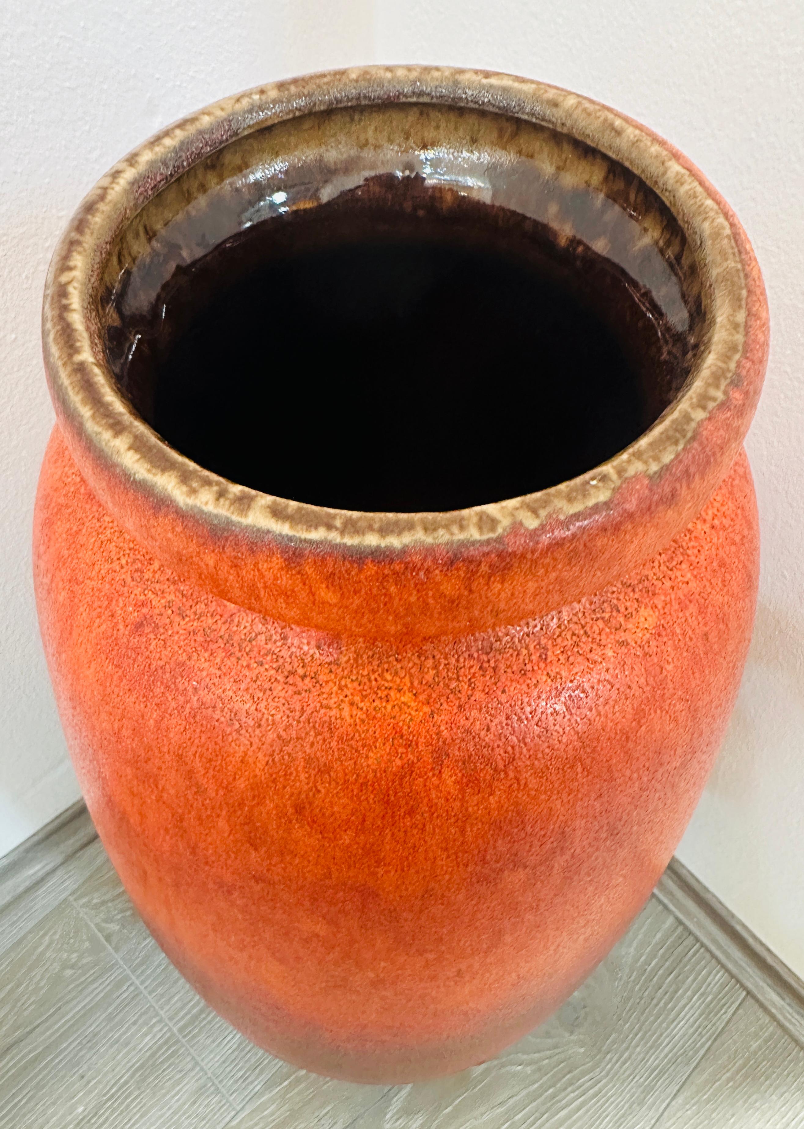 1970er Jahre Mid Century Deutsch Scheurich Keramik Burnt Orange & Brown Fett Lava Vase im Angebot 5
