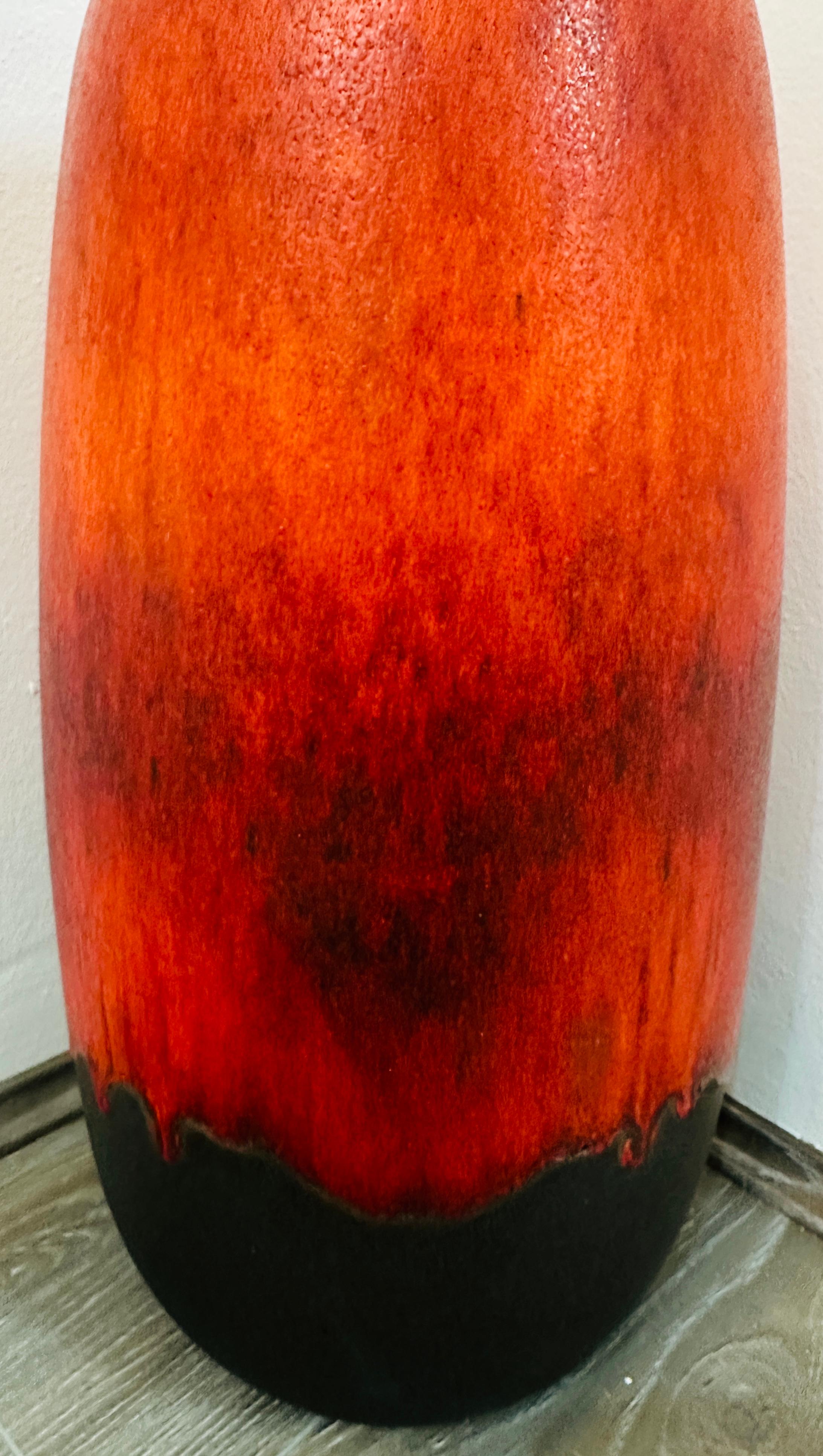 1970er Jahre Mid Century Deutsch Scheurich Keramik Burnt Orange & Brown Fett Lava Vase im Angebot 8