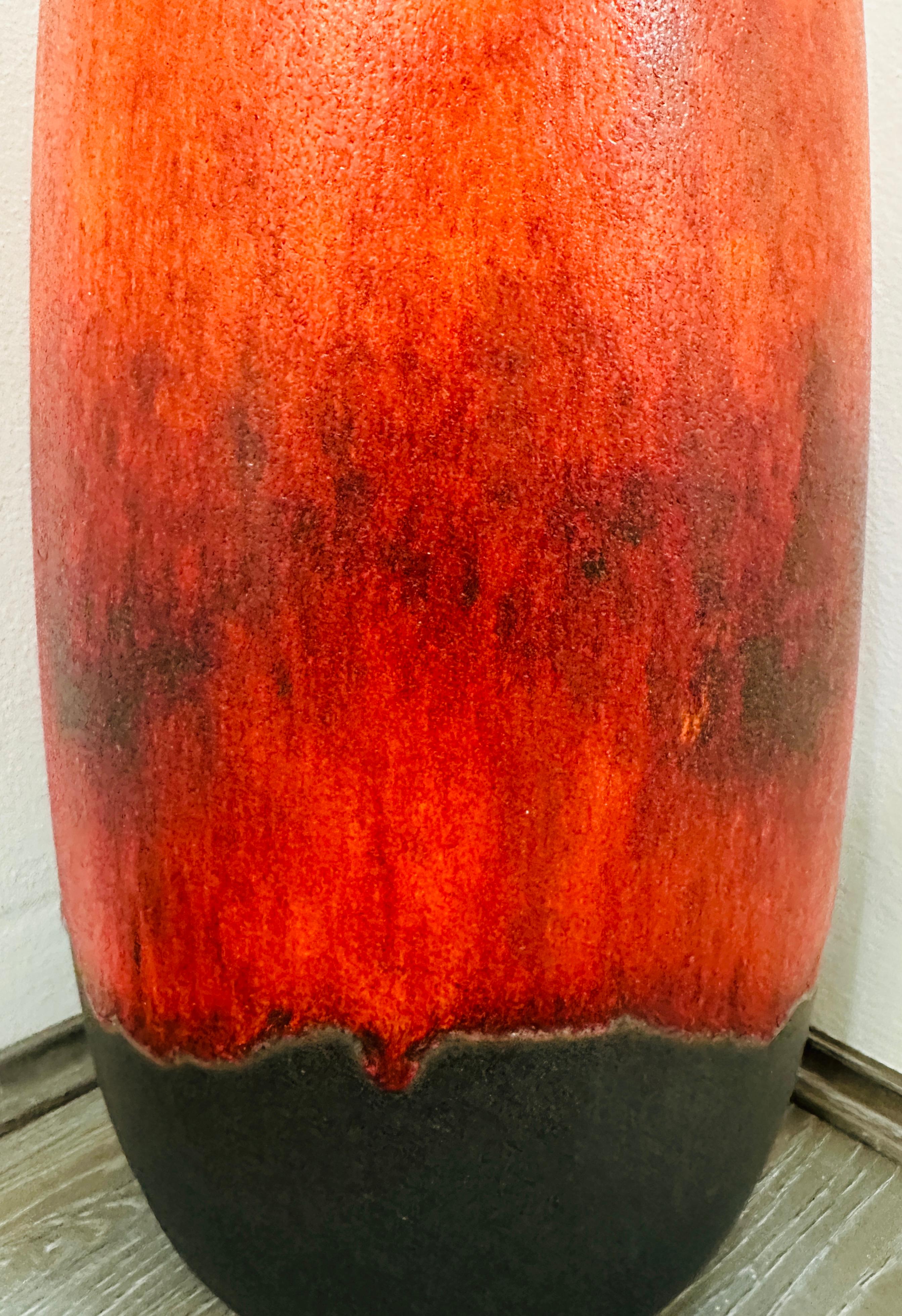 1970er Jahre Mid Century Deutsch Scheurich Keramik Burnt Orange & Brown Fett Lava Vase im Angebot 10