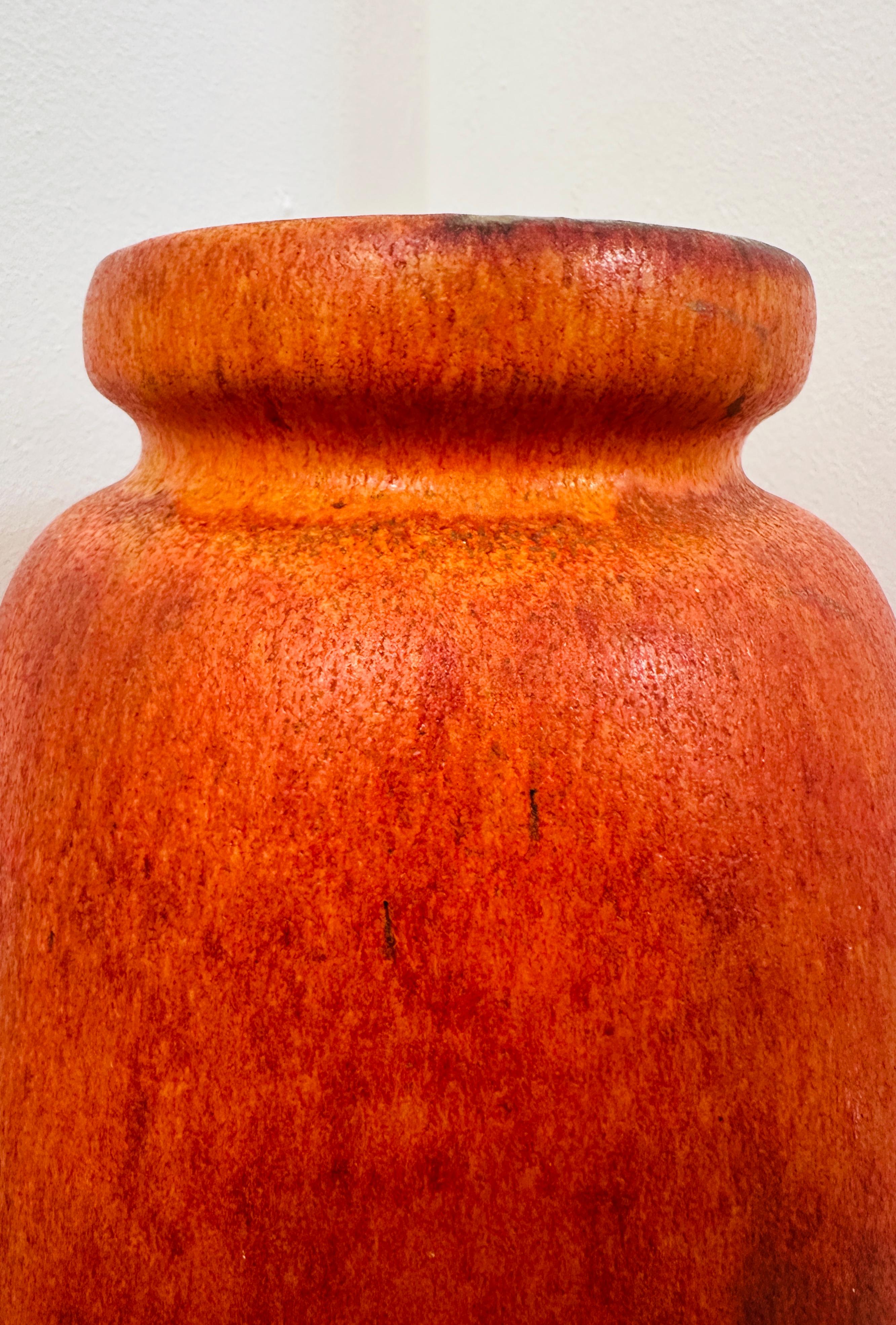 1970er Jahre Mid Century Deutsch Scheurich Keramik Burnt Orange & Brown Fett Lava Vase im Angebot 11