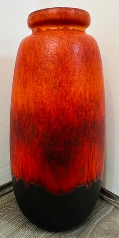 1970s Mid Century German Scheurich Keramik Burnt Orange & Brown Fat Lava Vase