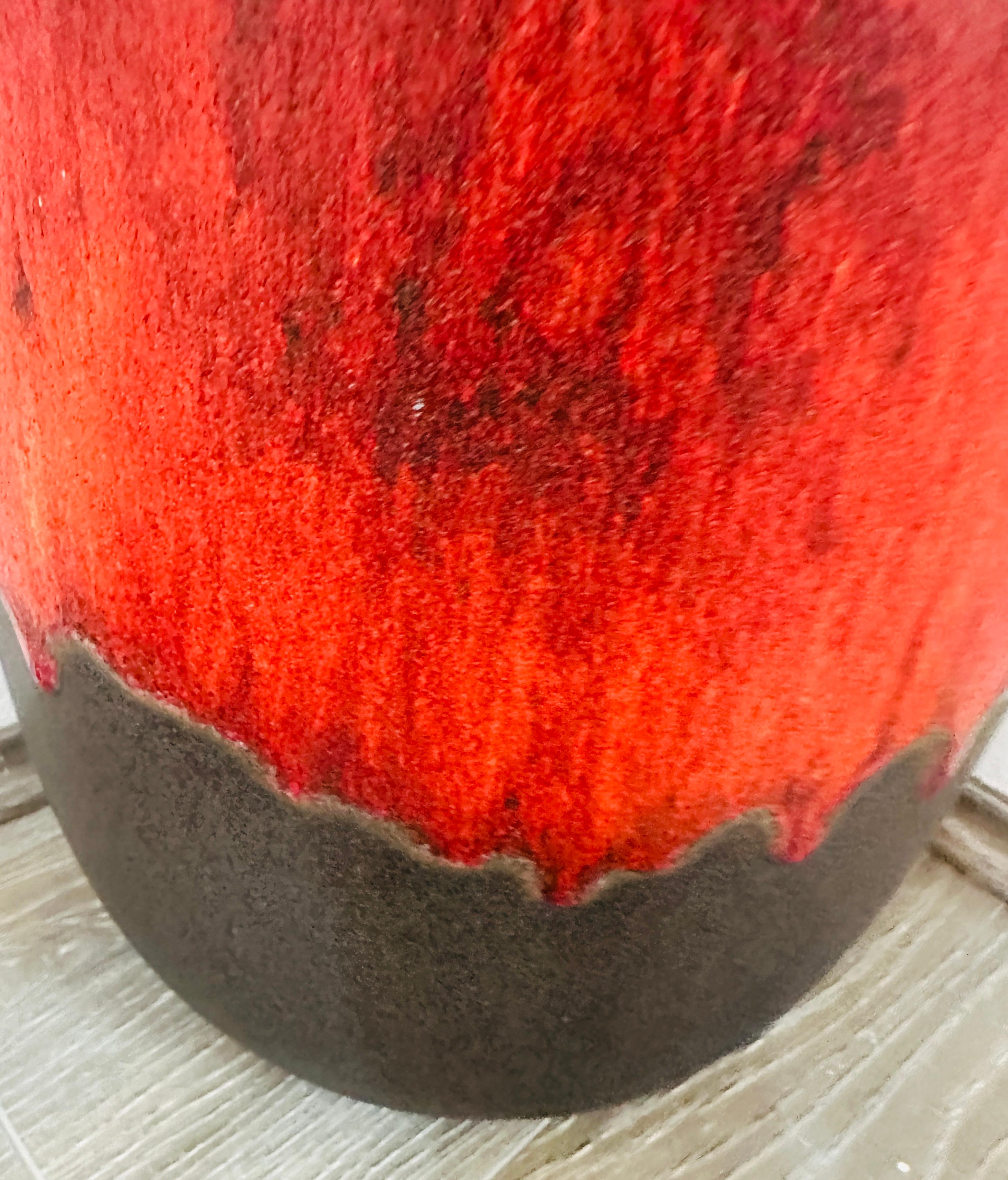 1970er Jahre Mid Century Deutsch Scheurich Keramik Burnt Orange & Brown Fett Lava Vase im Angebot 14