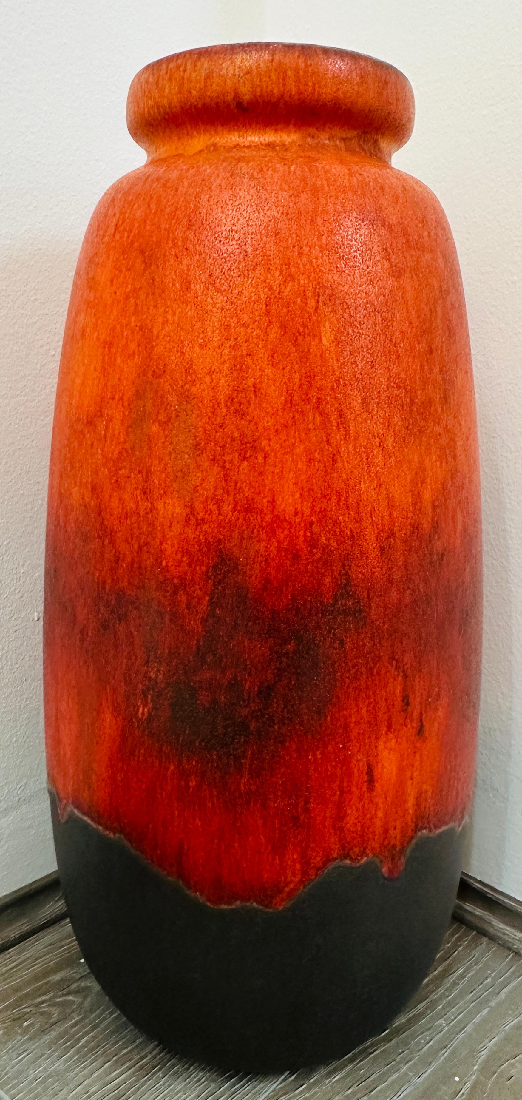 1970er Jahre Mid Century Deutsch Scheurich Keramik Burnt Orange & Brown Fett Lava Vase im Zustand „Gut“ im Angebot in London, GB