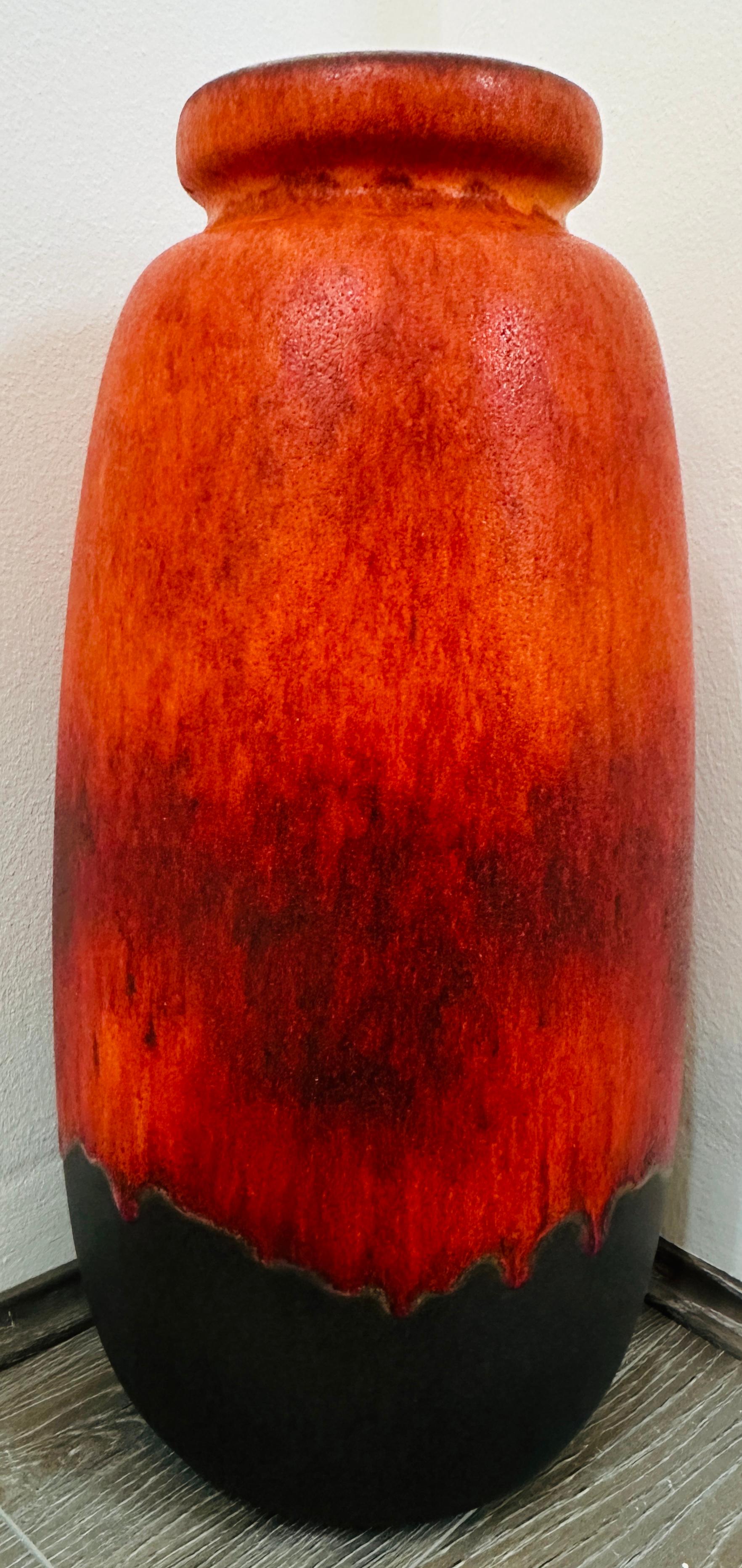 1970er Jahre Mid Century Deutsch Scheurich Keramik Burnt Orange & Brown Fett Lava Vase (20. Jahrhundert) im Angebot