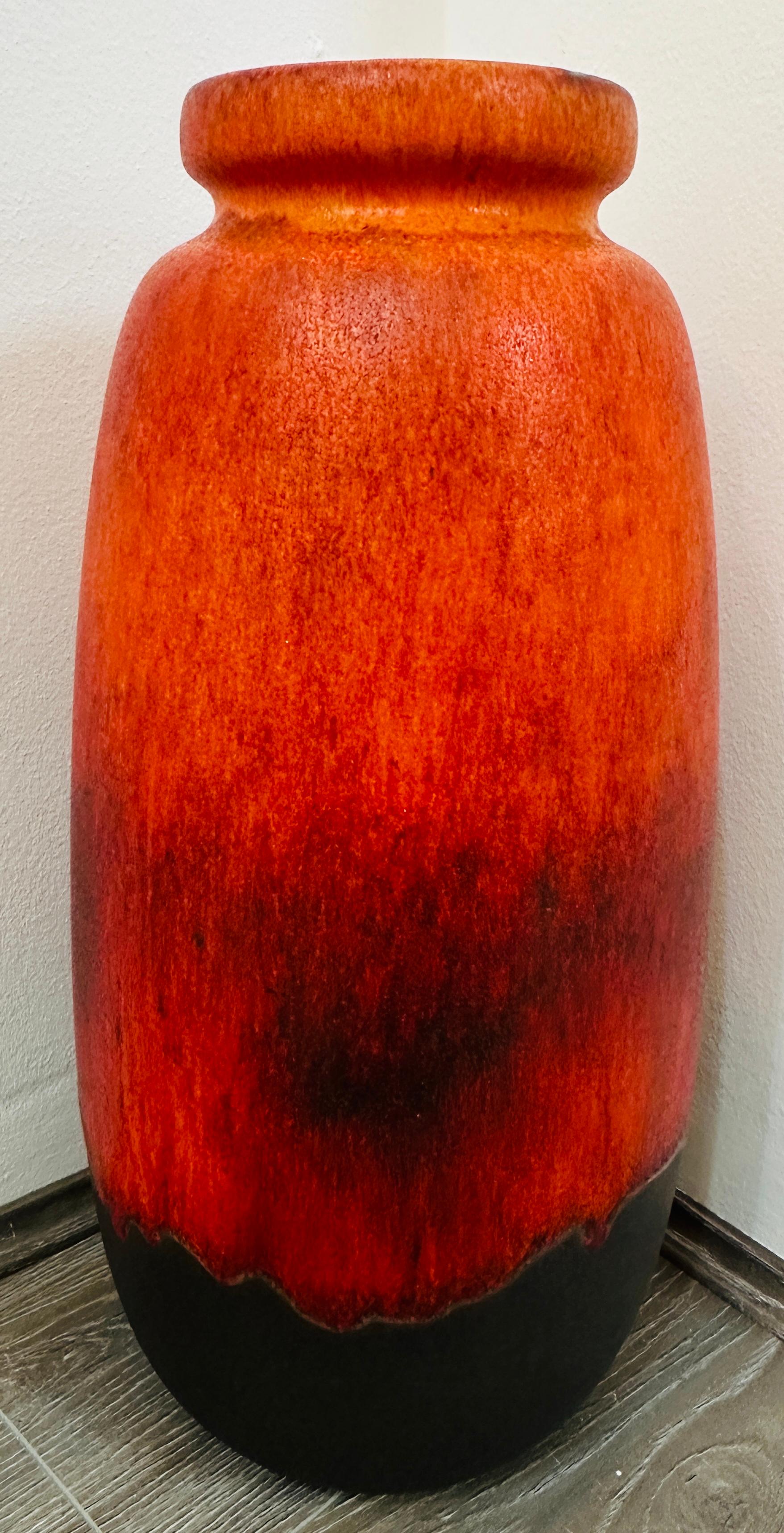 1970er Jahre Mid Century Deutsch Scheurich Keramik Burnt Orange & Brown Fett Lava Vase im Angebot 2