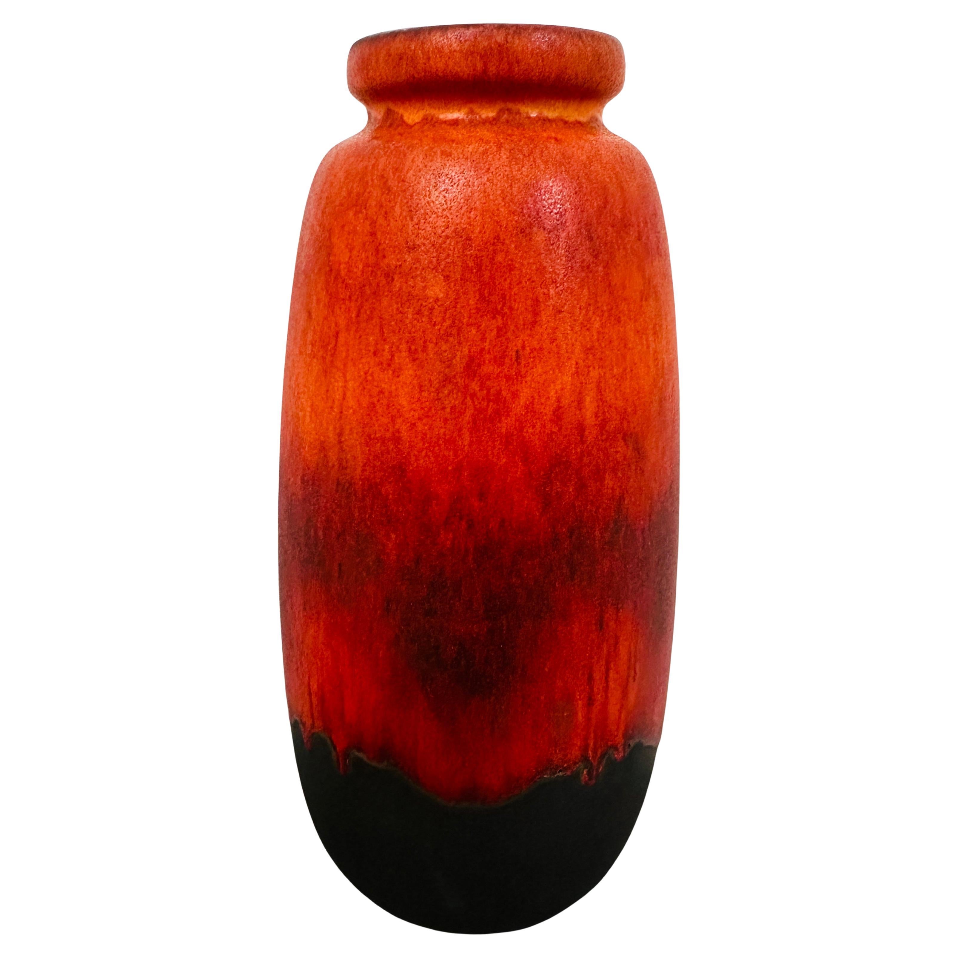 1970er Jahre Mid Century Deutsch Scheurich Keramik Burnt Orange & Brown Fett Lava Vase im Angebot