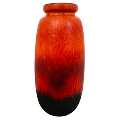 1970s Mid Century German Scheurich Keramik Burnt Orange & Brown Fat Lava Vase