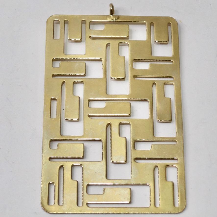 1970s Mid Century Gold Plated Pendent In Good Condition For Sale In Scottsdale, AZ