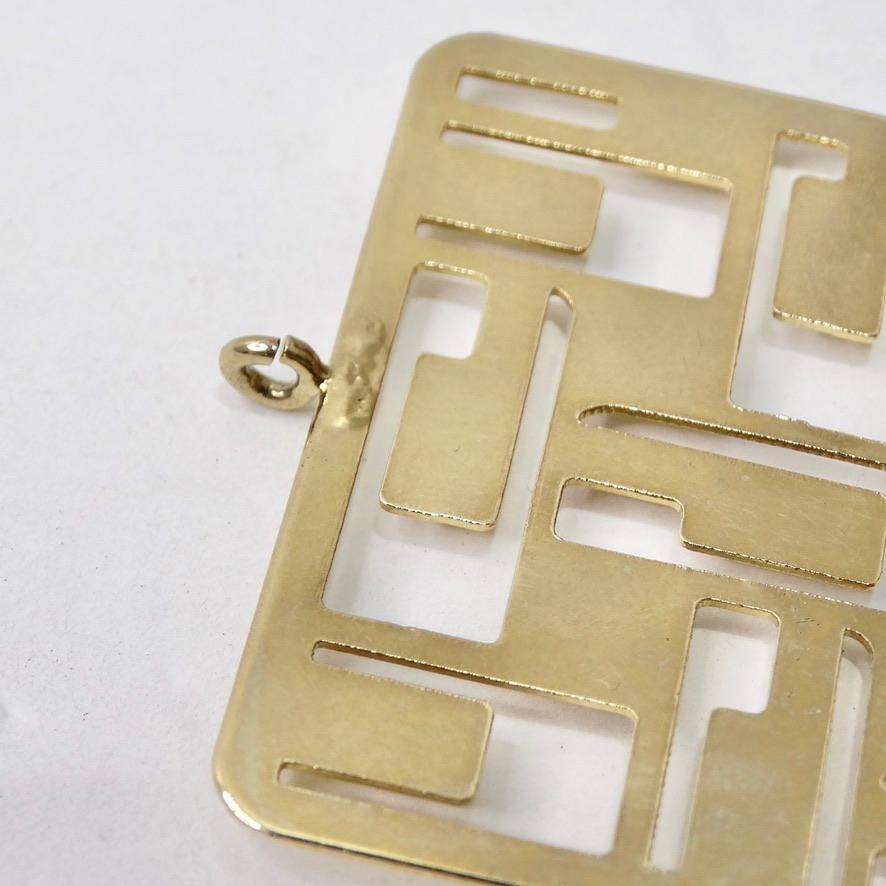 Women's or Men's 1970s Mid Century Gold Plated Pendent For Sale