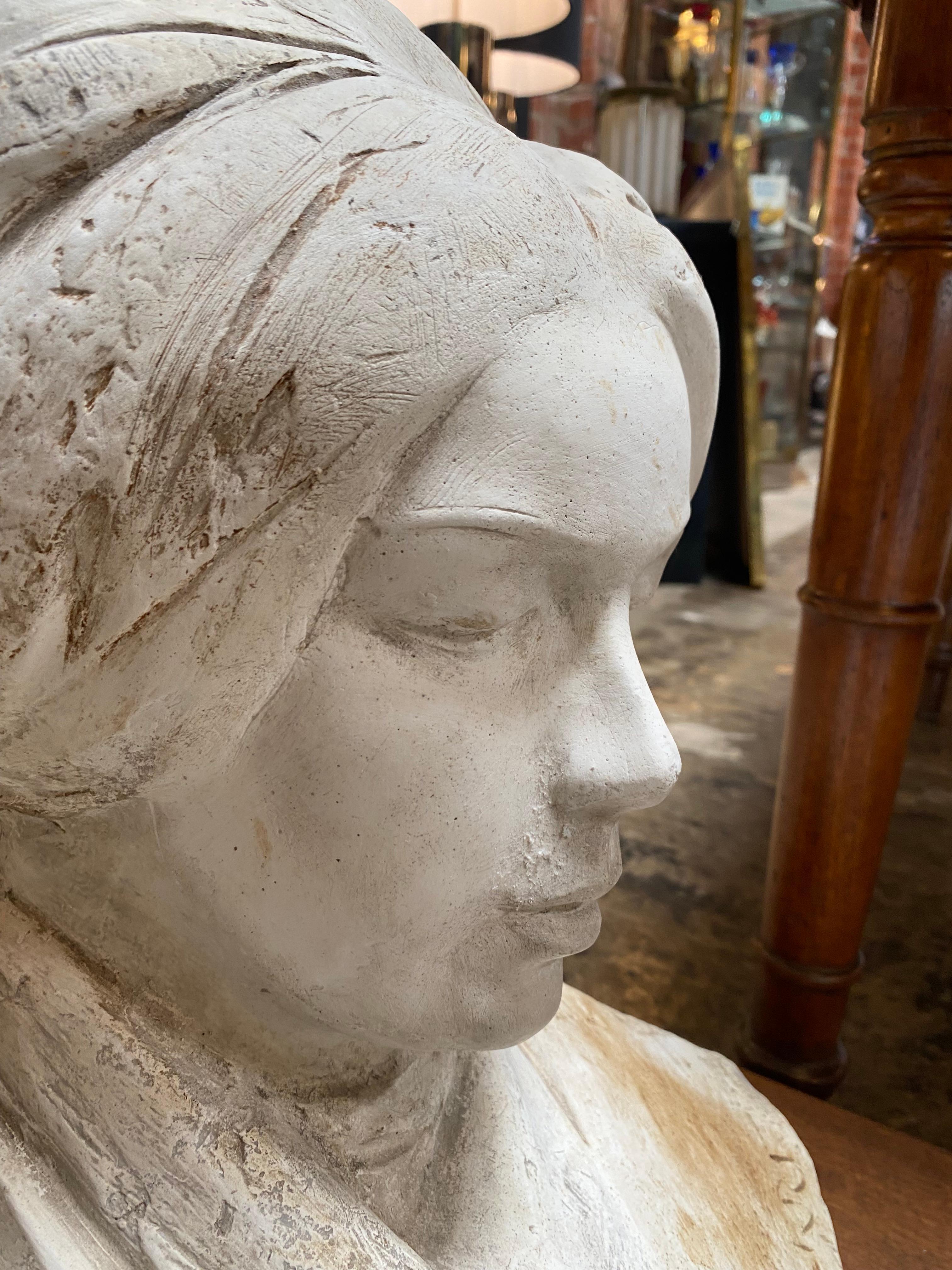 1970s Mid Century Half Bust Woman Sculpture For Sale 1