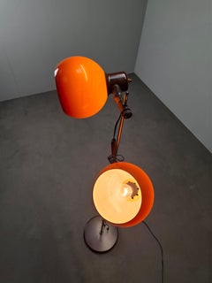 1970s Mid-Century Hungarian Double Globe Floor Lamp in Orange and Chrome