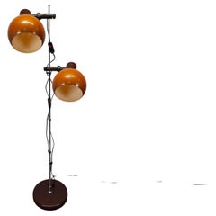 1970s Mid-Century Hungarian Double Globe Floor Lamp in Orange and Chrome