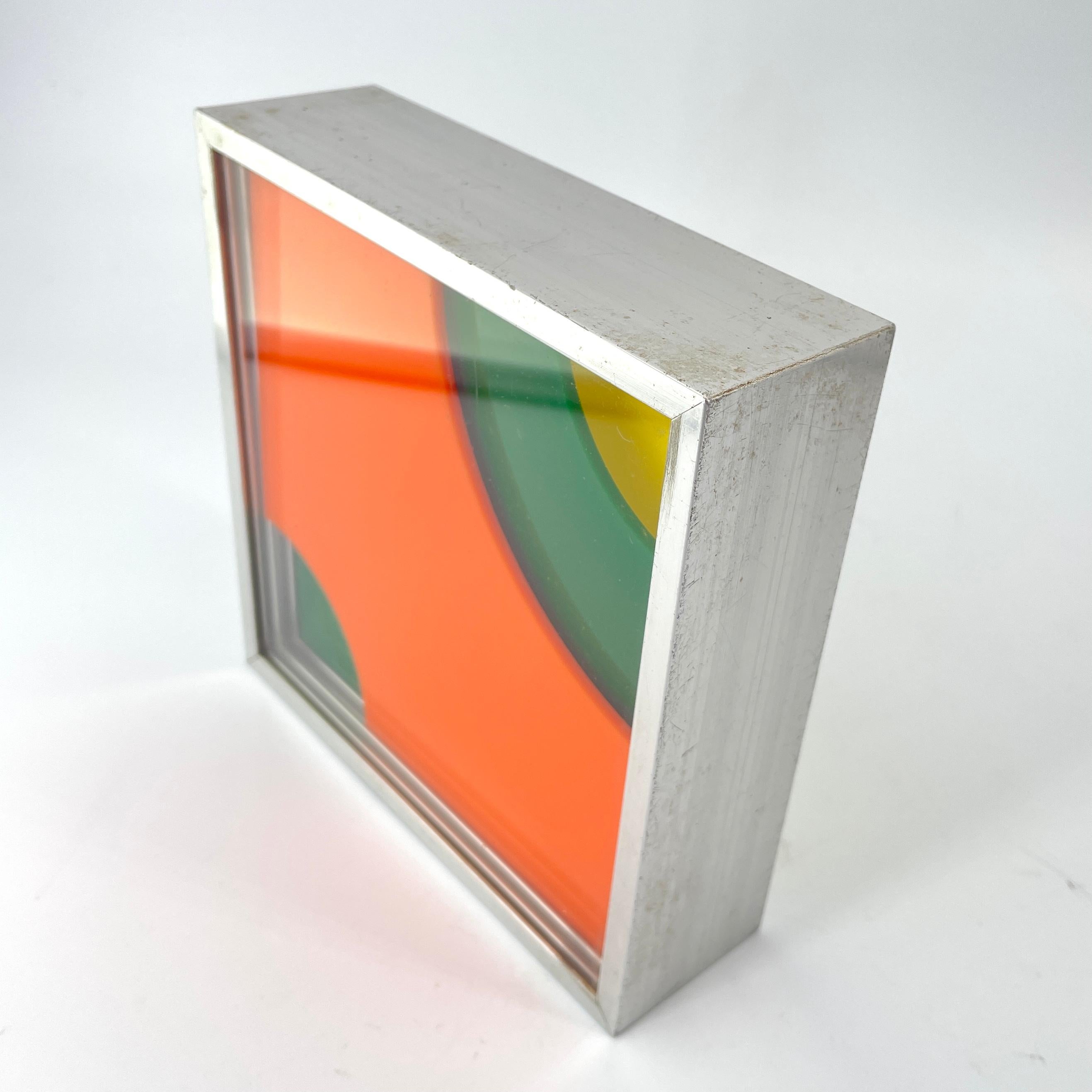 Hand-Crafted 1970s Midcentury Interchangeable Plexiglass Artwork Paperweight Sculpture Toy For Sale