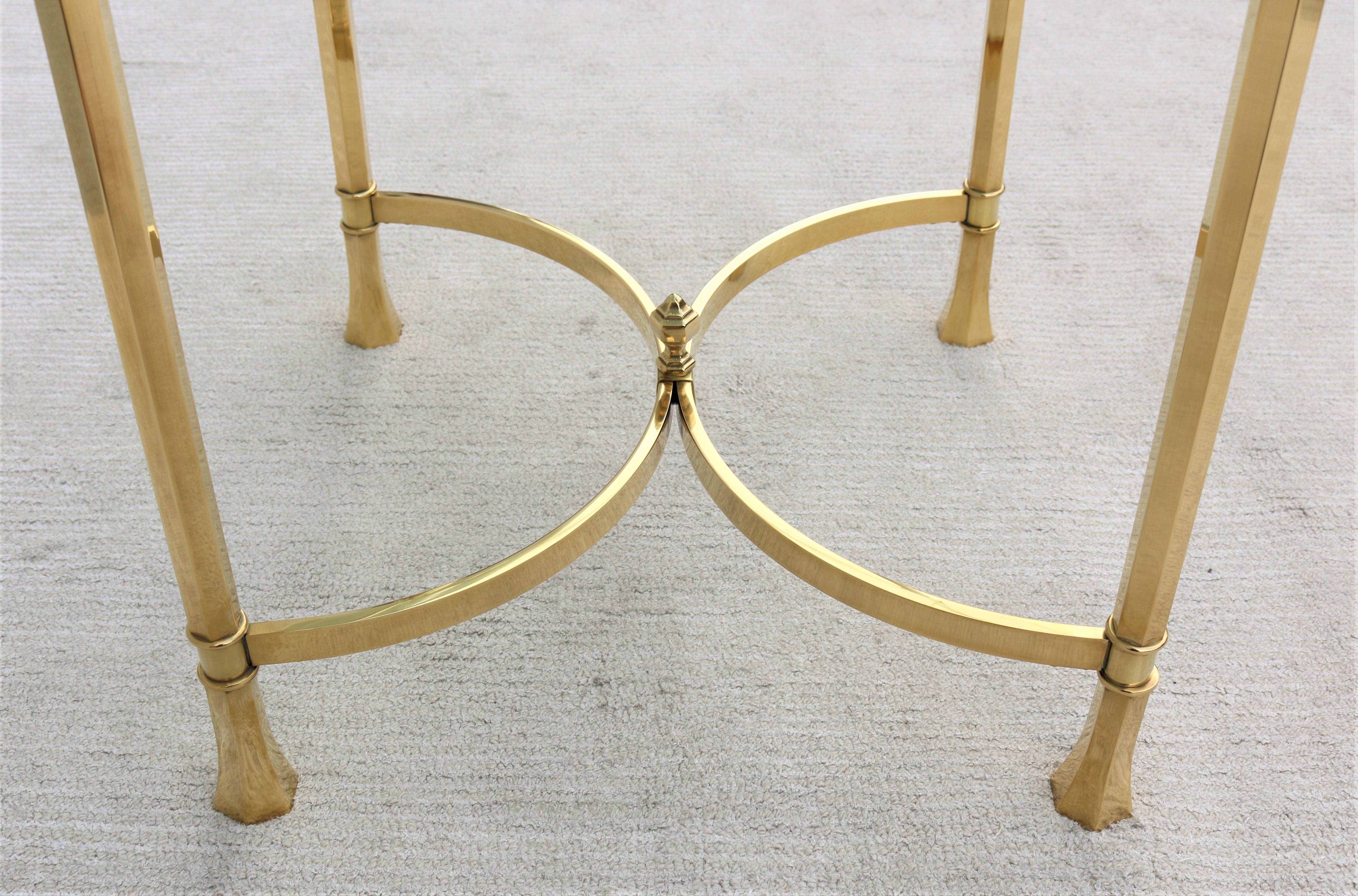 1970s Mid-Century Italian Maison Bagues Style Brass and Glass Square Side Table For Sale 9