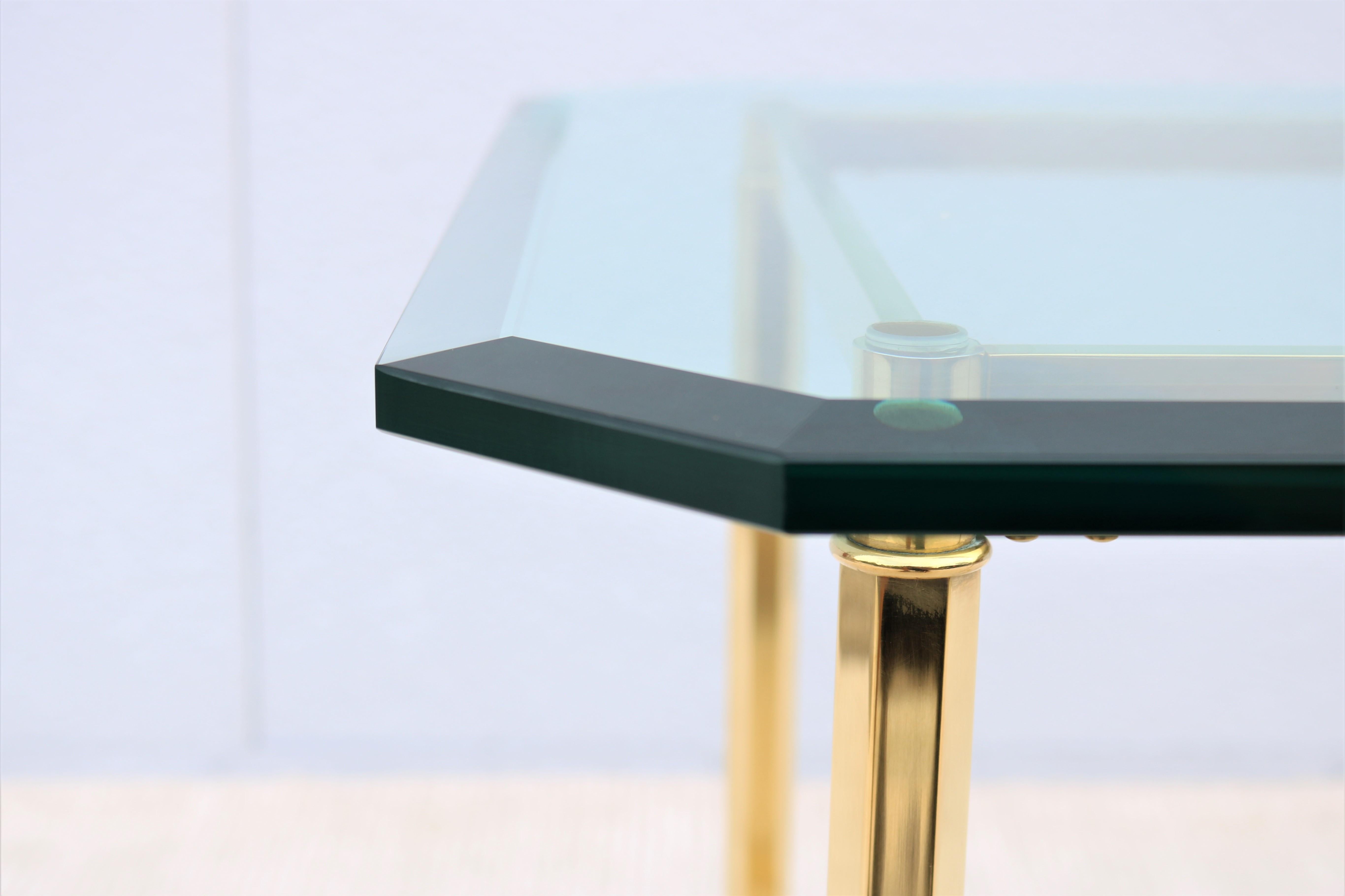 1970s Mid-Century Italian Maison Bagues Style Brass and Glass Square Side Table For Sale 11