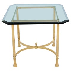 1970s Mid-Century Italian Maison Bagues Style Brass and Glass Square Side Table
