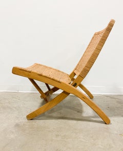 Mid-Century Japanese Folding Cane Lounge Chair