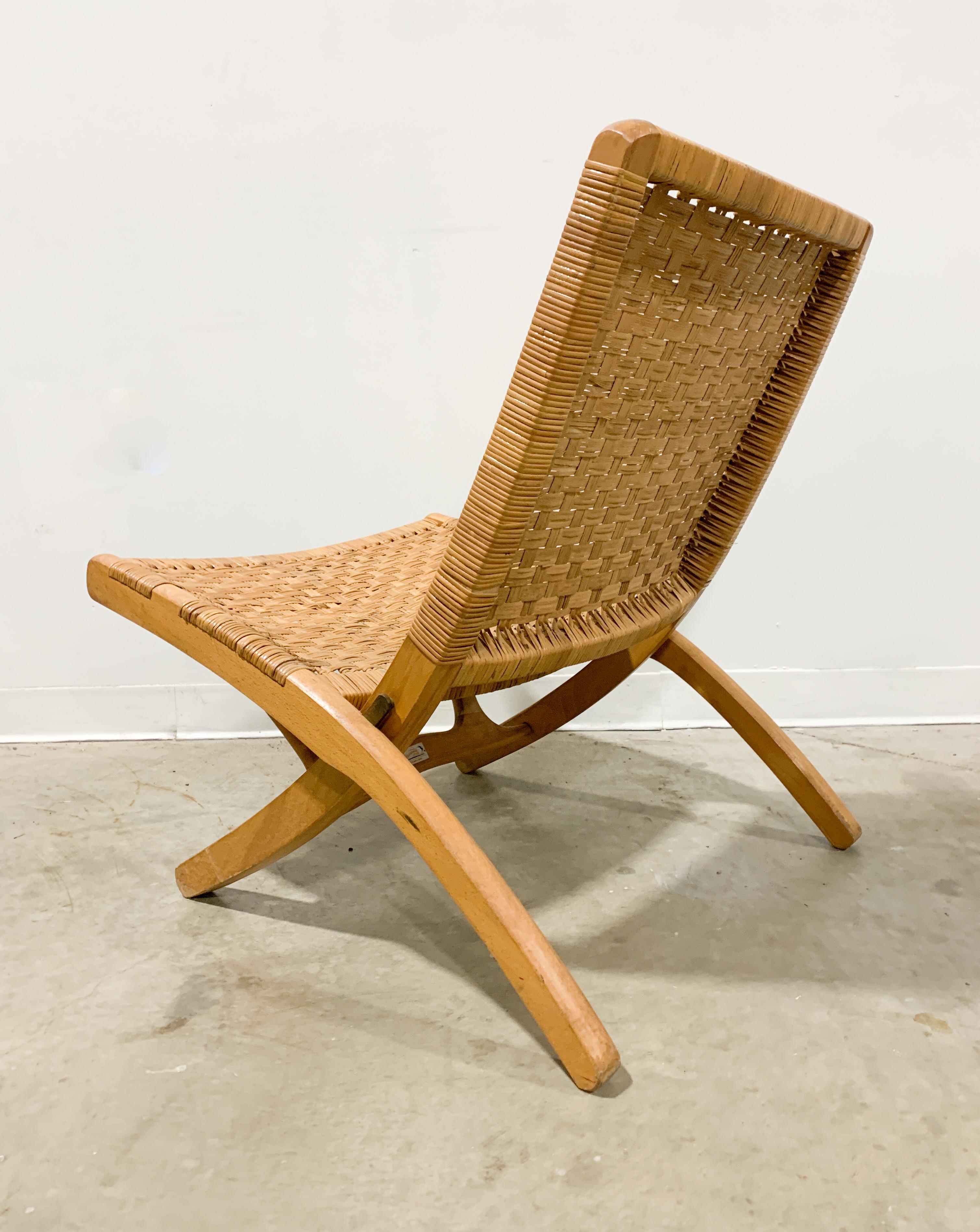 Mid-Century Japanese Folding Cane Lounge Chair at 1stDibs