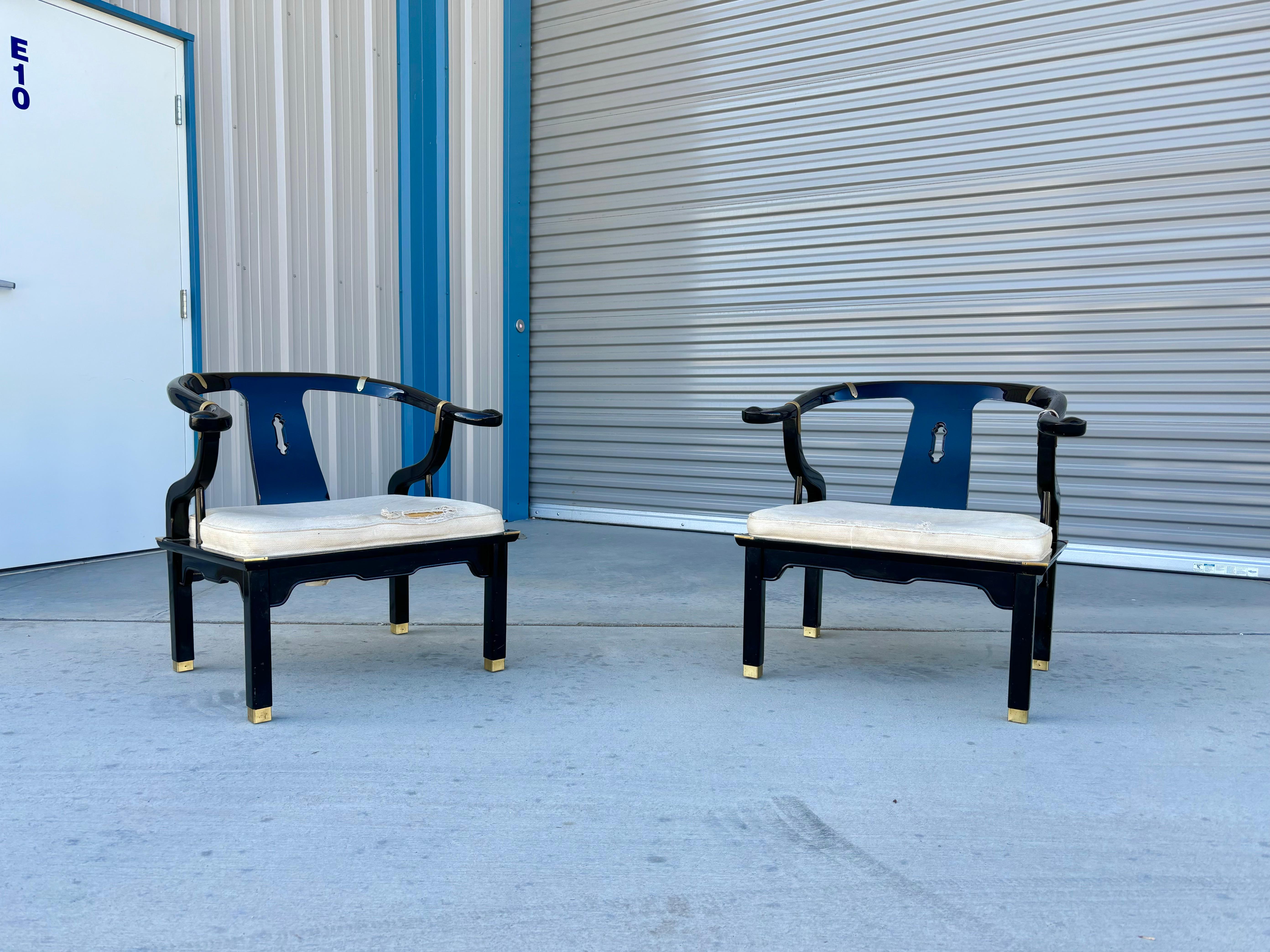 American 1970s Mid Century Lounge Chairs Styled After James Mont For Sale