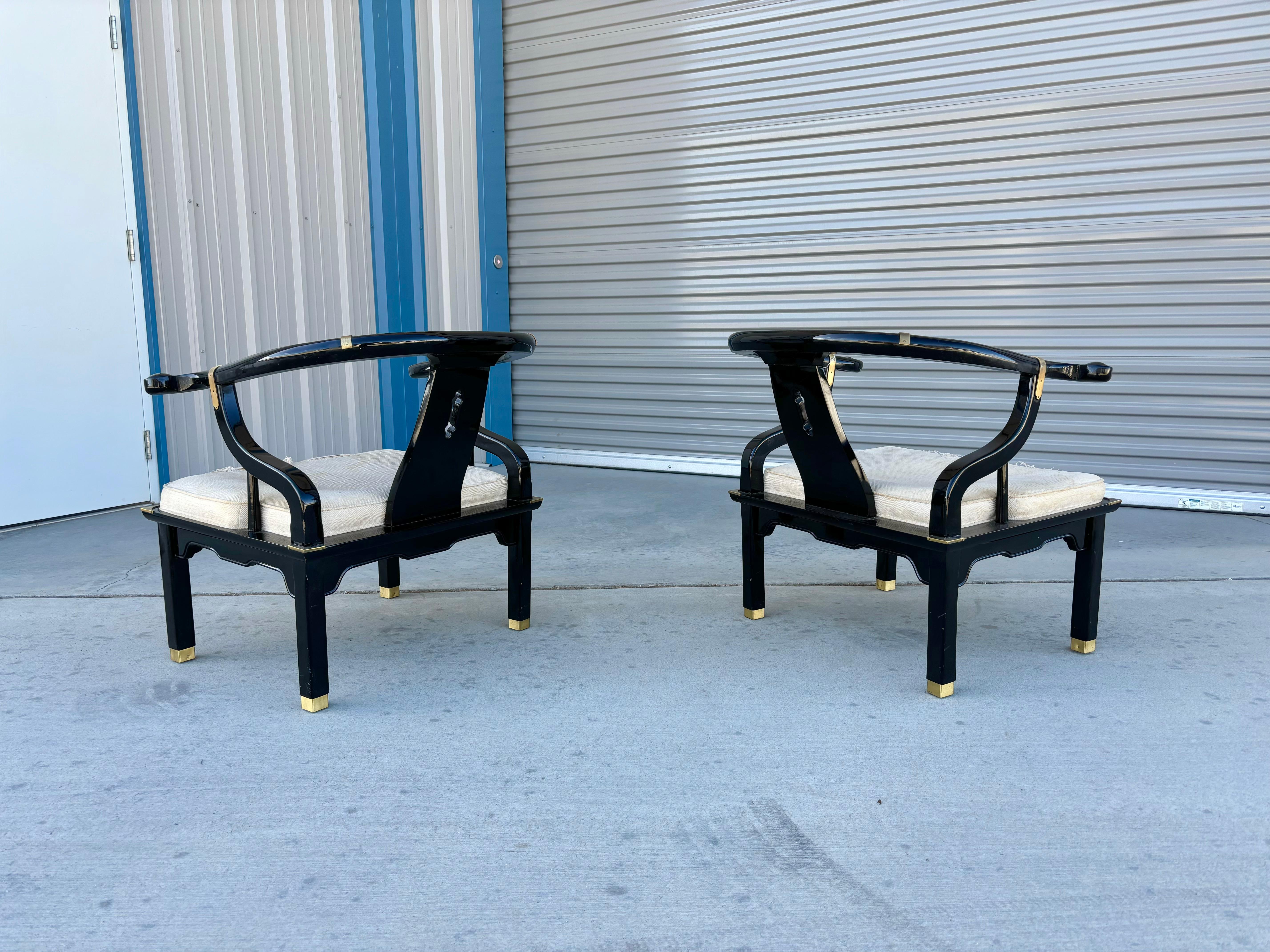 1970s Mid Century Lounge Chairs Styled After James Mont In Good Condition For Sale In North Hollywood, CA