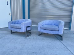 1970s Mid Century Lounge Chairs Styled After Milo Baughman - a Pair
