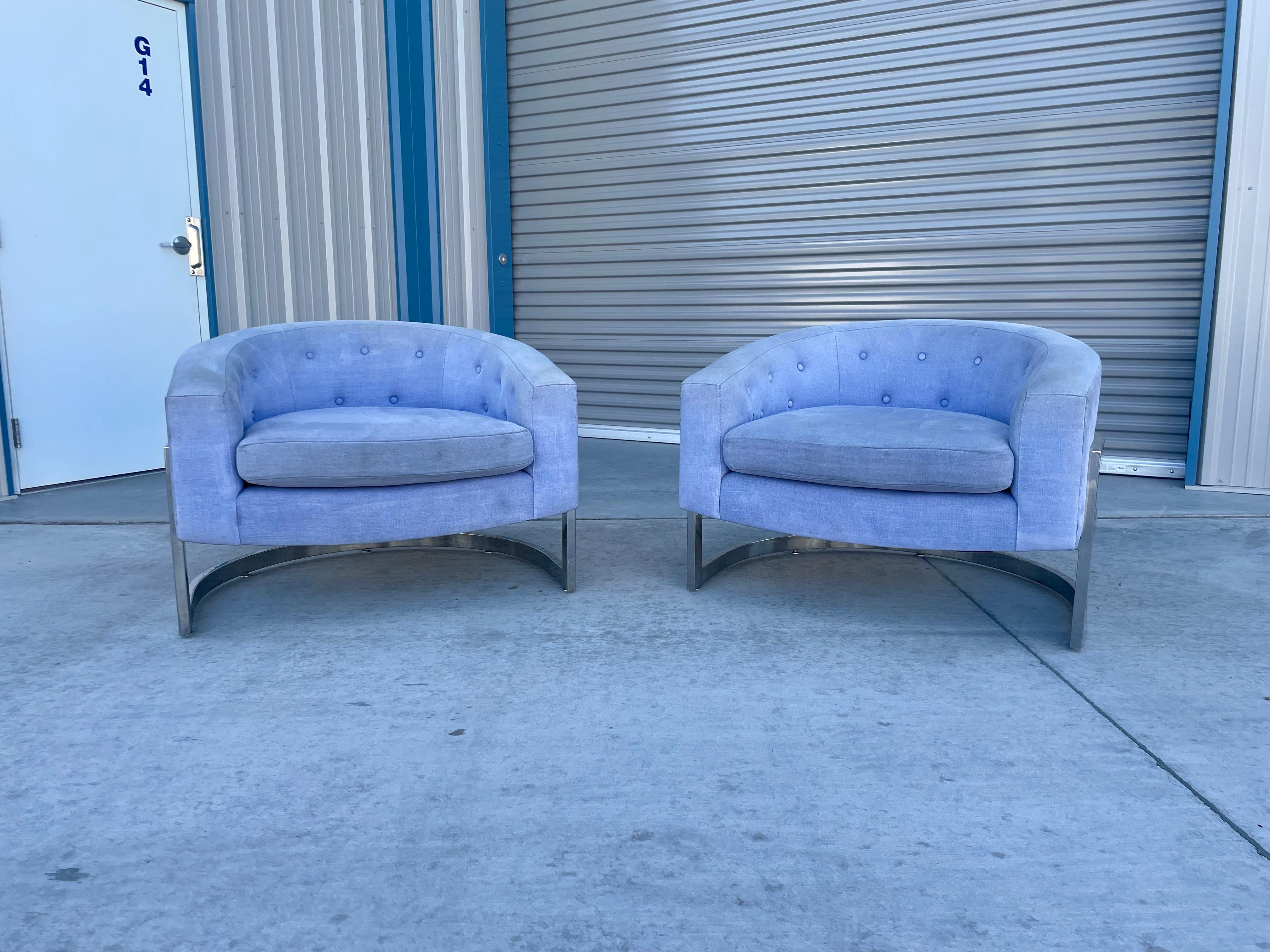 Mid-Century Modern 1970s Mid Century Lounge Chairs Styled After Milo Baughman - a Pair For Sale