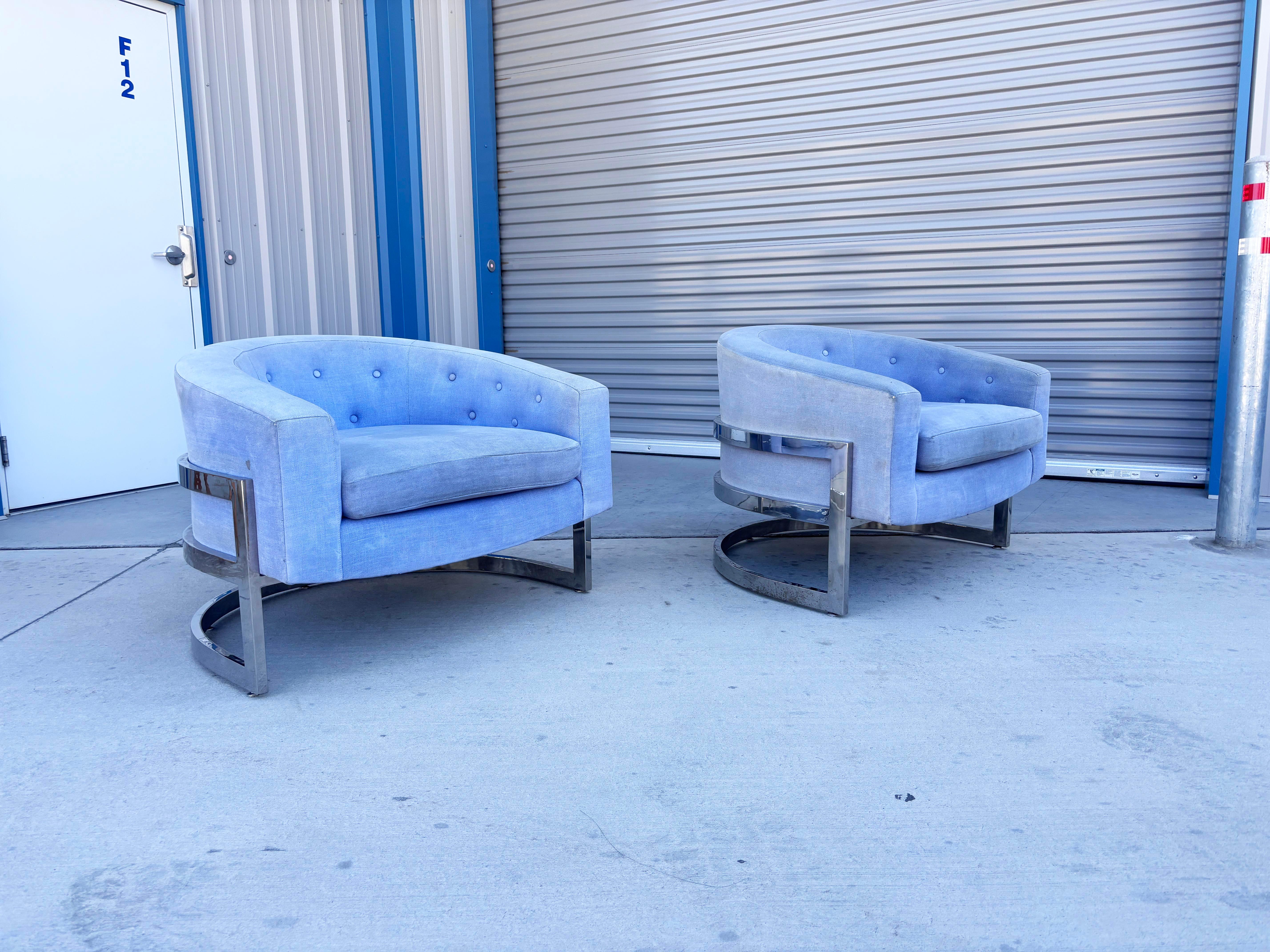 Mid-Century moderno Sedie da salotto del metà secolo scorso in stile Milo Baughman - una coppia in vendita