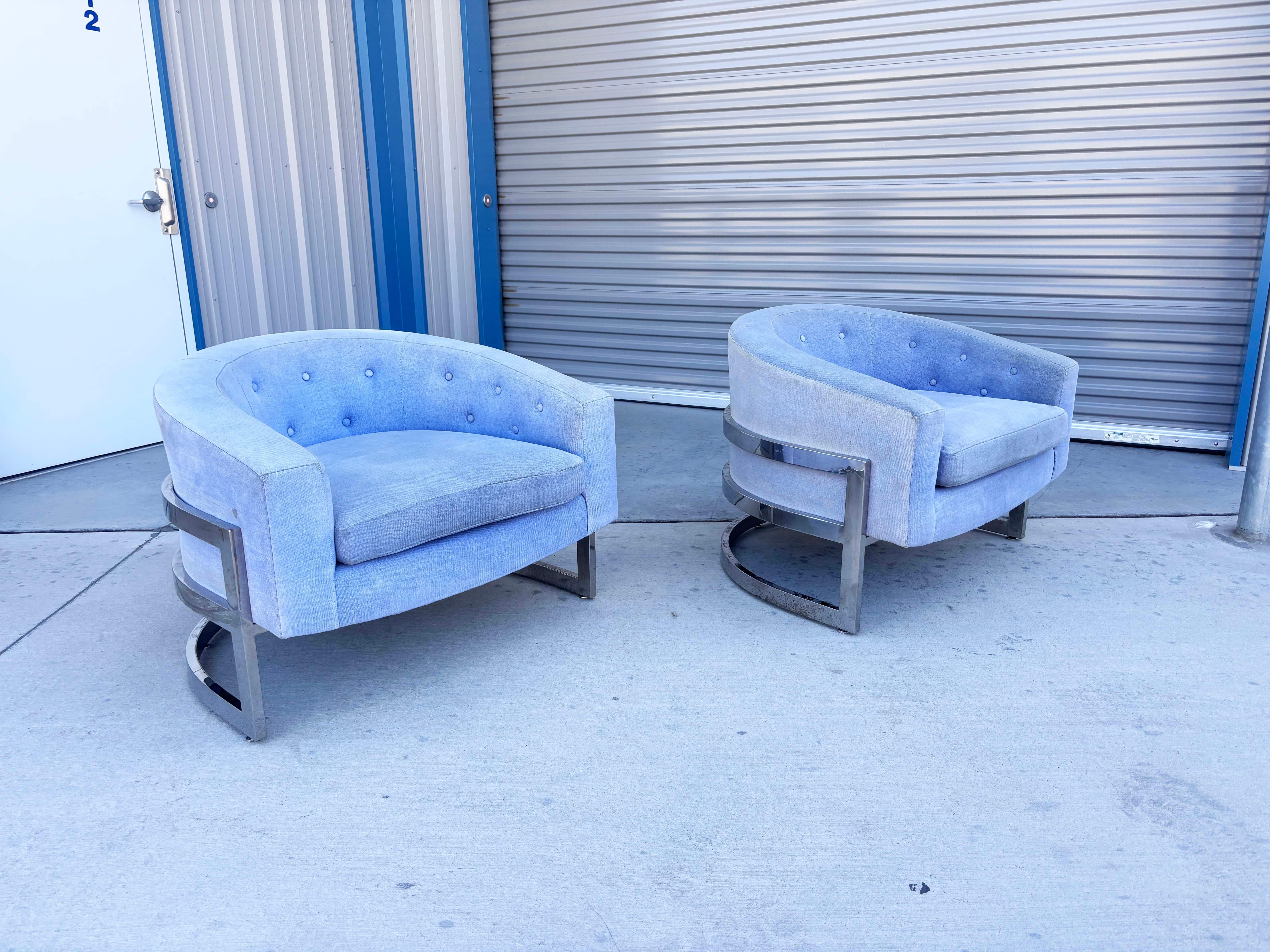 Americano Sedie da salotto del metà secolo scorso in stile Milo Baughman - una coppia in vendita